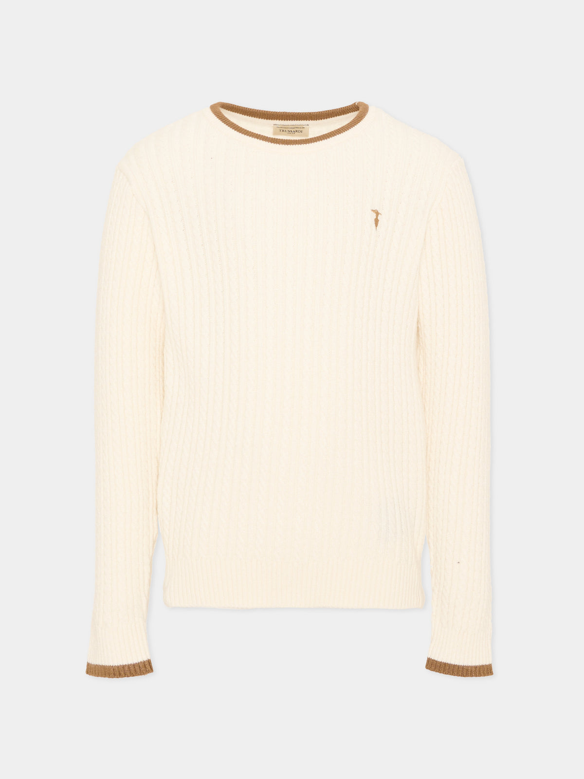 Maglione avorio per bambino con logo,Trussardi Junior,TIA26084MA O-WHITE/C. OFF-WHITE