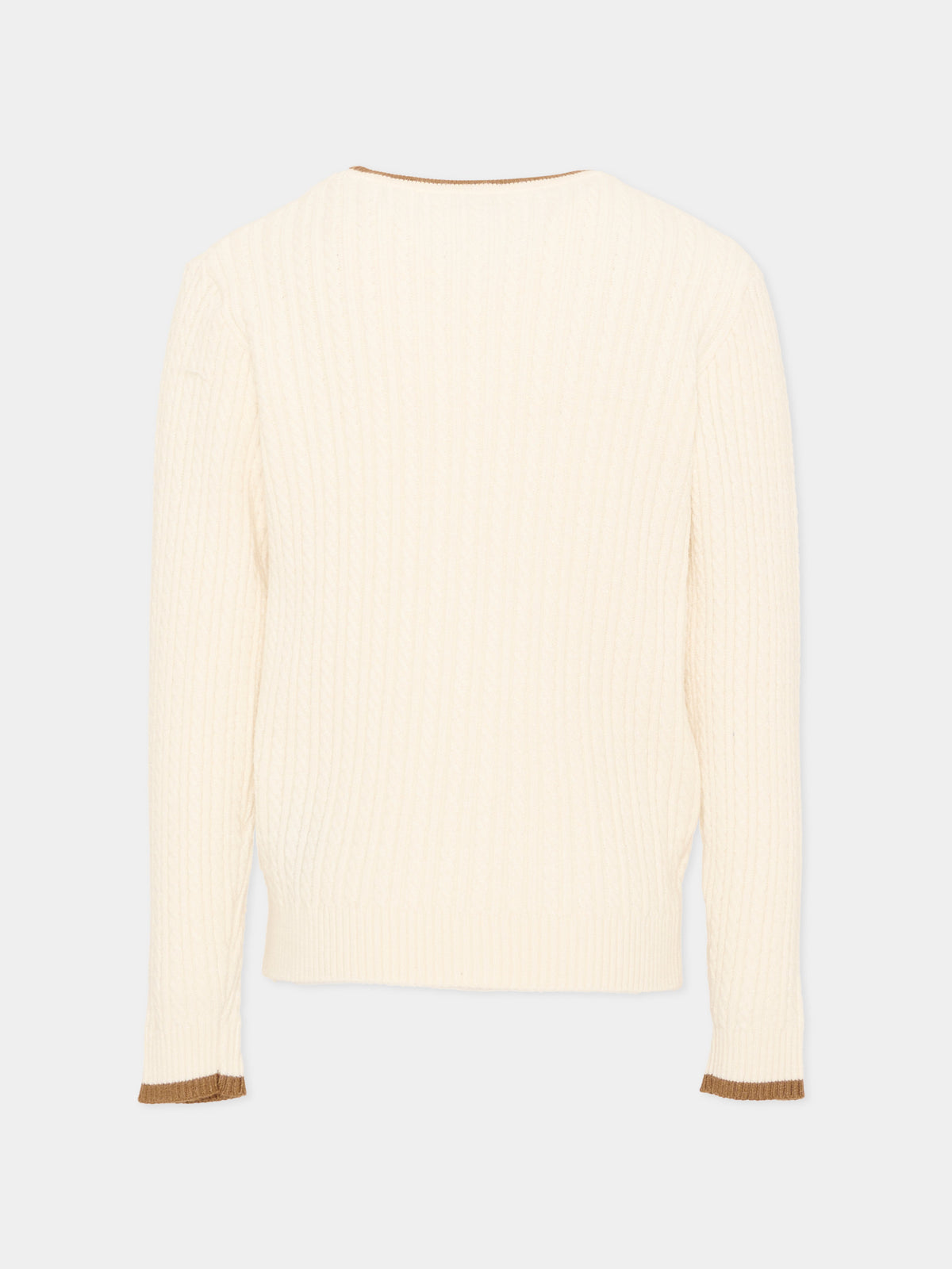 Maglione avorio per bambino con logo,Trussardi Junior,TIA26084MA O-WHITE/C. OFF-WHITE