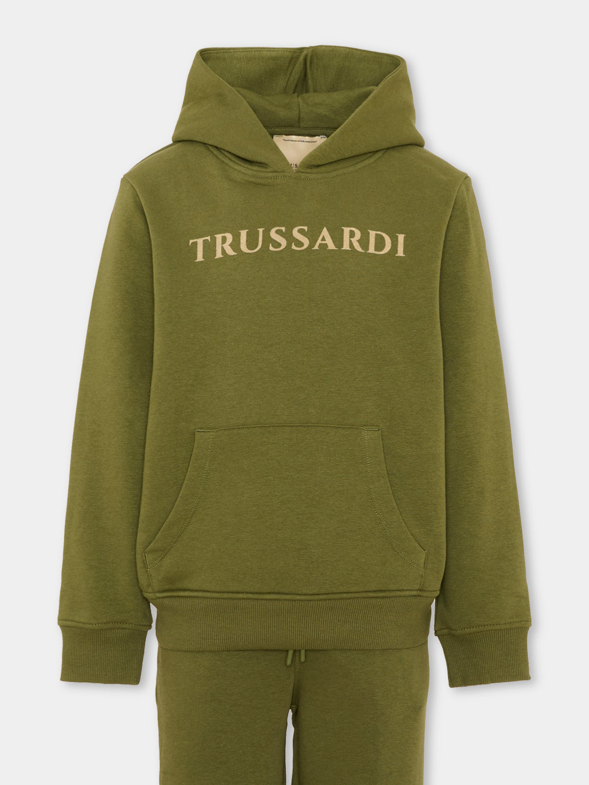 Completo sportivo lungo verde per bambino con logo,Trussardi Junior,TBA26069CF CYPRESS/CY CYPRESS