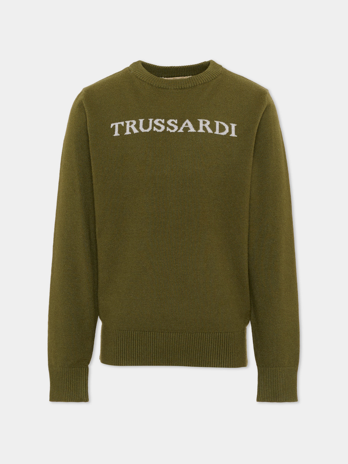 Maglione verde per bambino con logo,Trussardi Junior,TBA26021MA CYPRESS CYPRESS