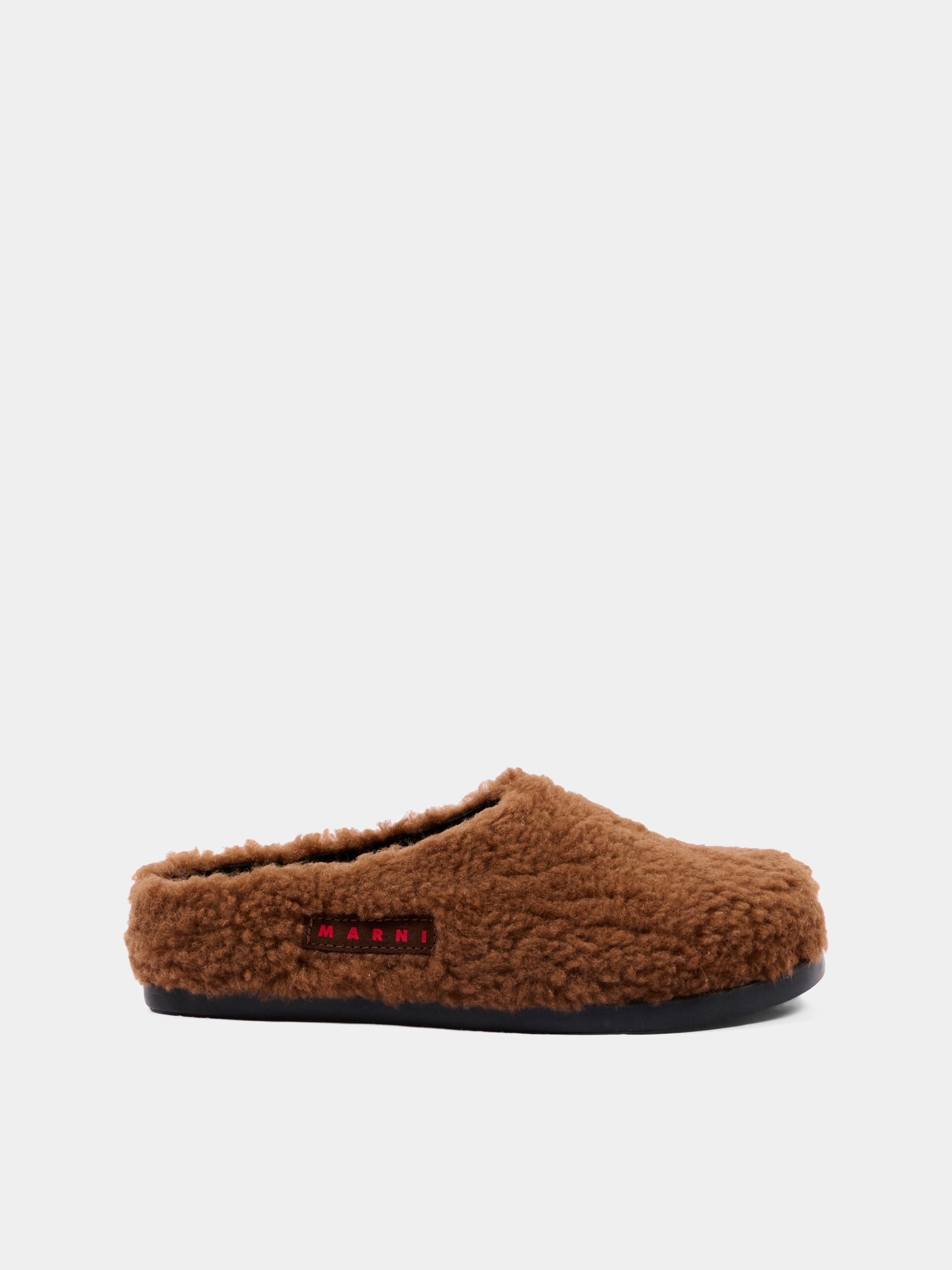 Sabot marrone per bambina effetto pelliccia,Marni Kids,83781 VAR3