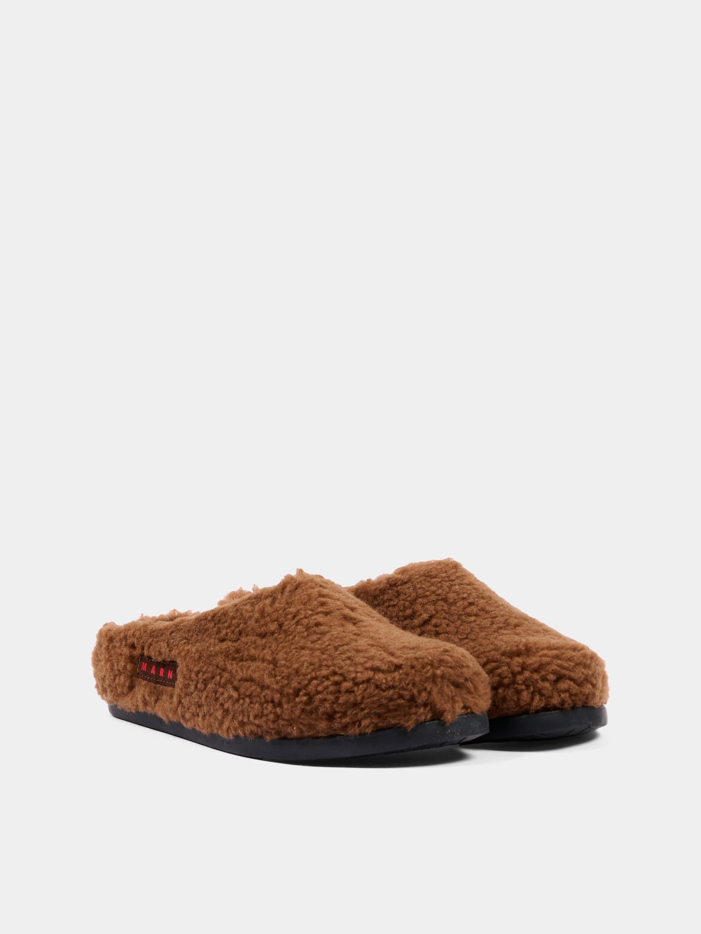 Sabot marrone per bambina effetto pelliccia,Marni Kids,83781 VAR3