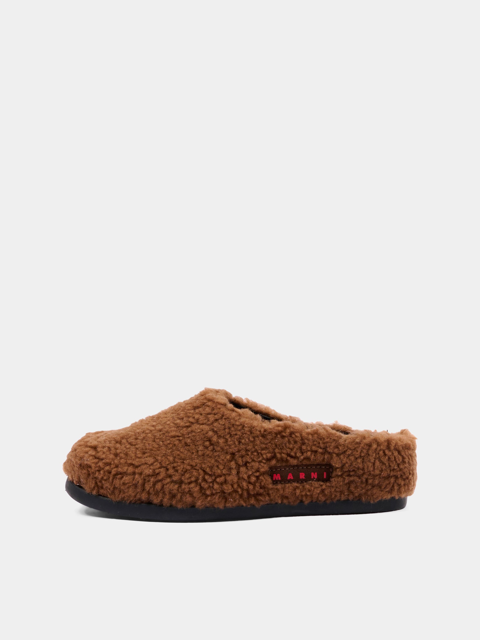 Sabot marrone per bambina effetto pelliccia,Marni Kids,83781 VAR3