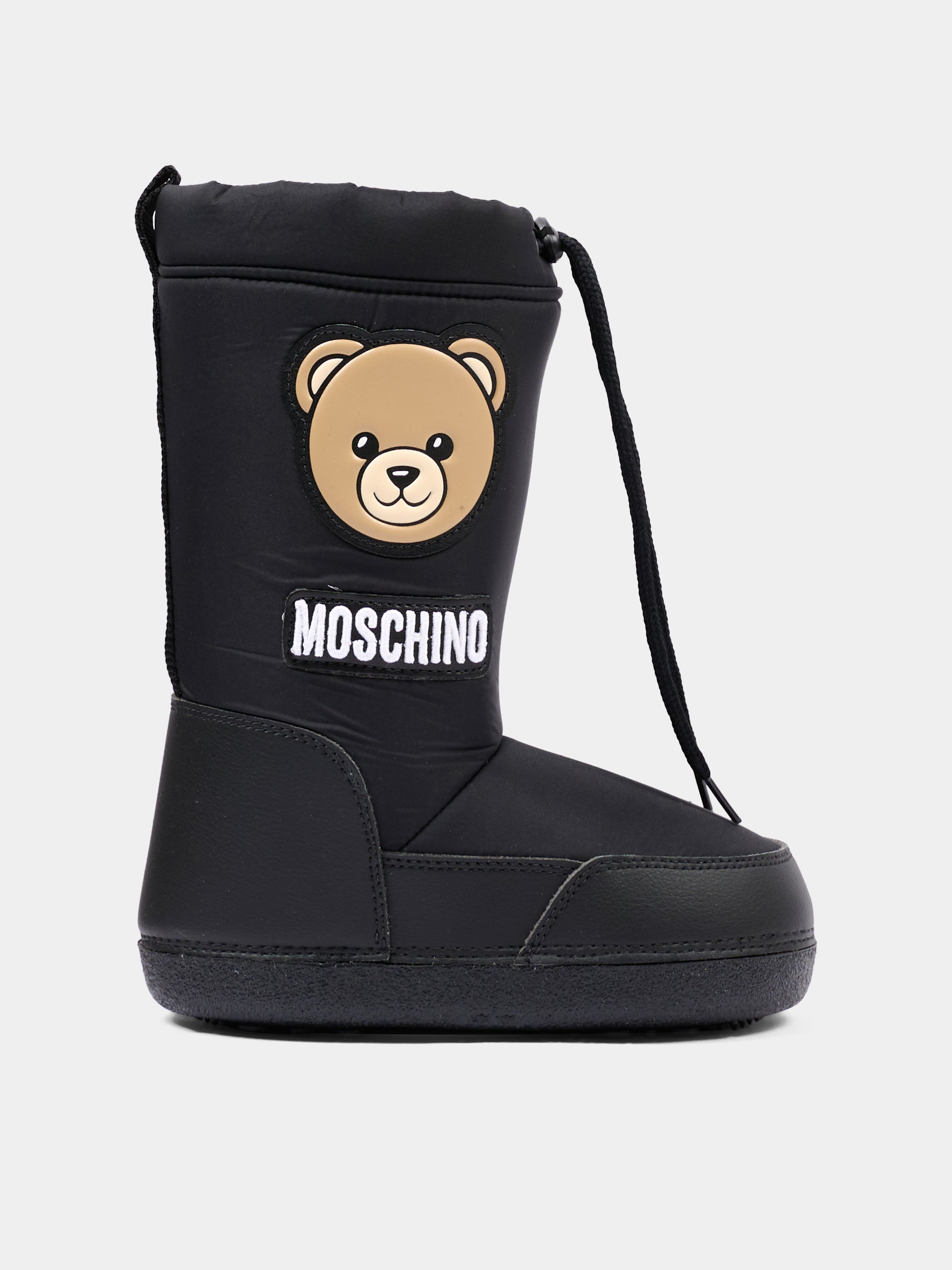 Stivali neve neri per bambini con Teddy Bear,Moschino Kids,84301 VAR1