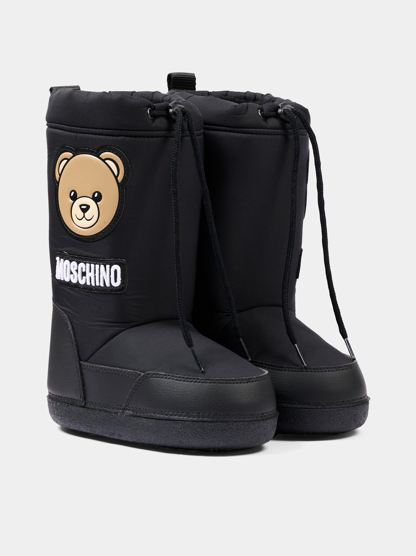 Stivali neve neri per bambini con Teddy Bear,Moschino Kids,84301 VAR1