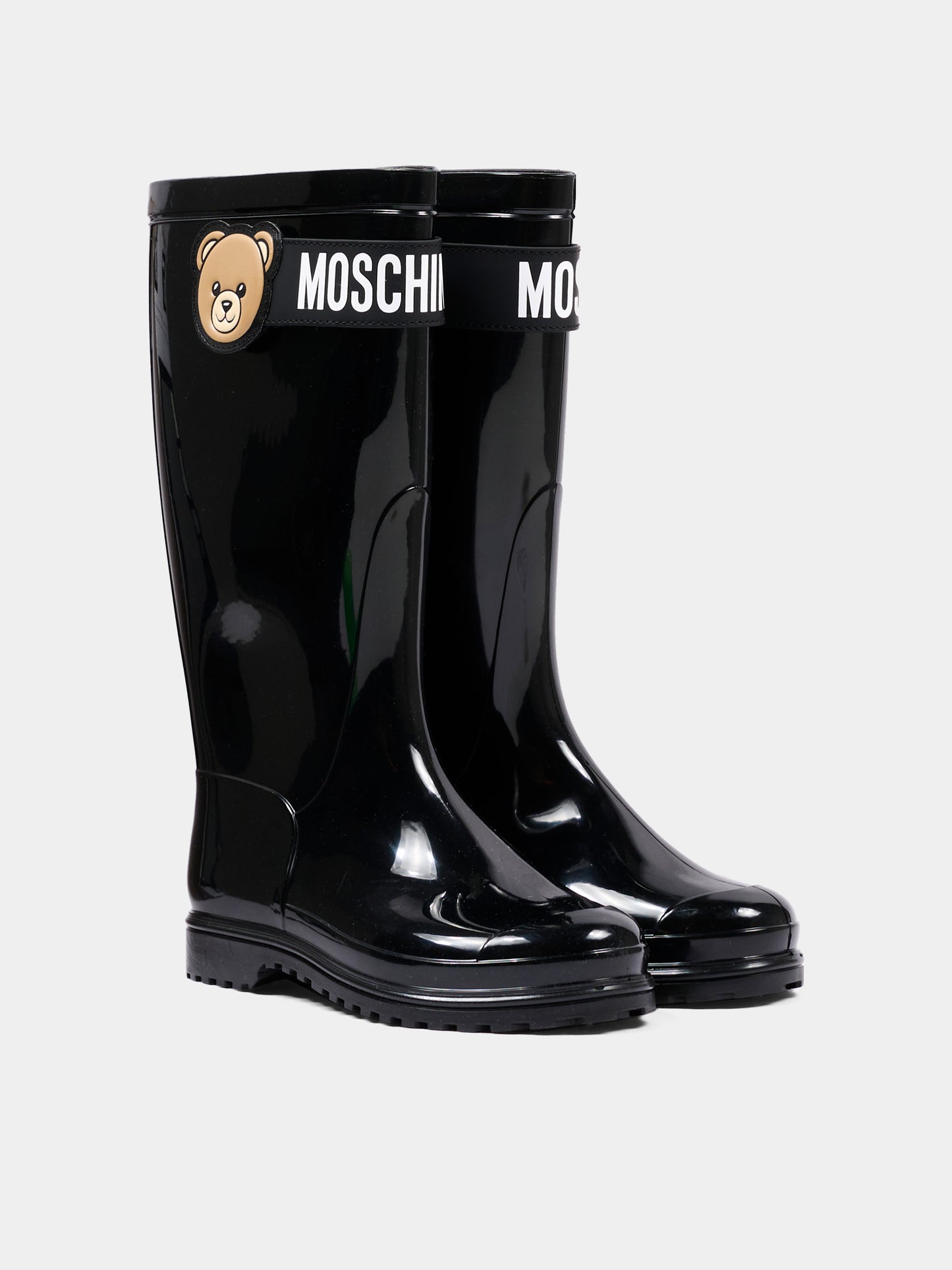 Stivali pioggia neri per bambini con Teddy Bear,Moschino Kids,84291 VAR1