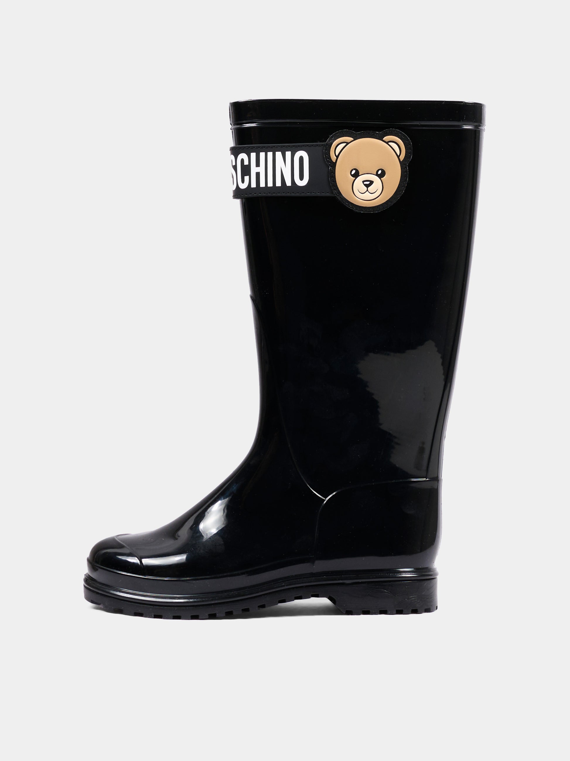 Stivali pioggia neri per bambini con Teddy Bear,Moschino Kids,84291 VAR1