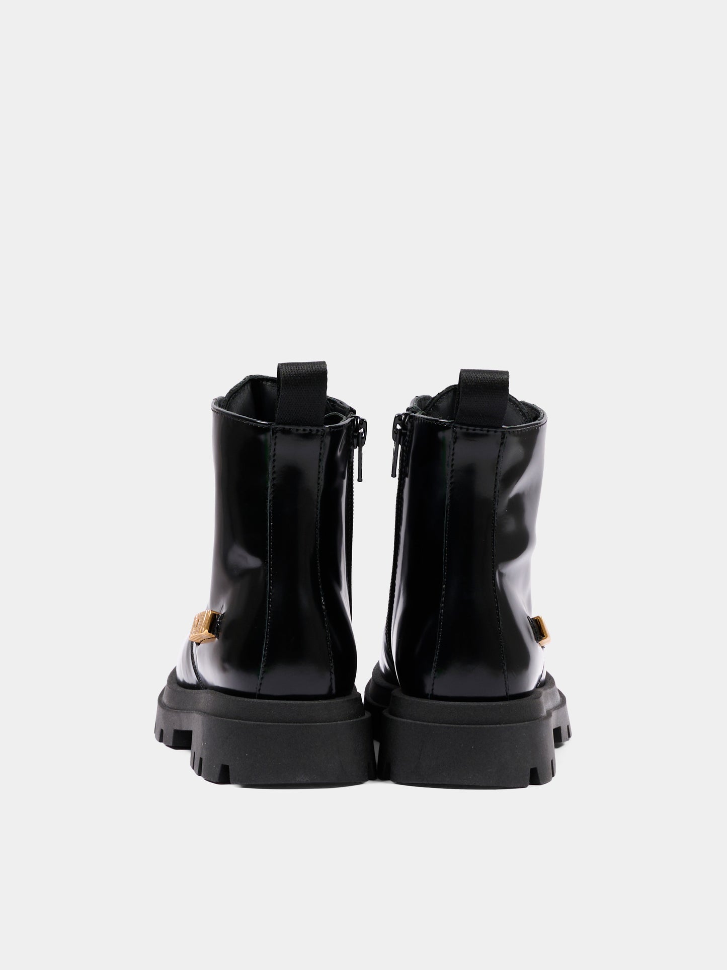 Anfibi neri per bambina con logo,Moschino Kids,84277 VAR1