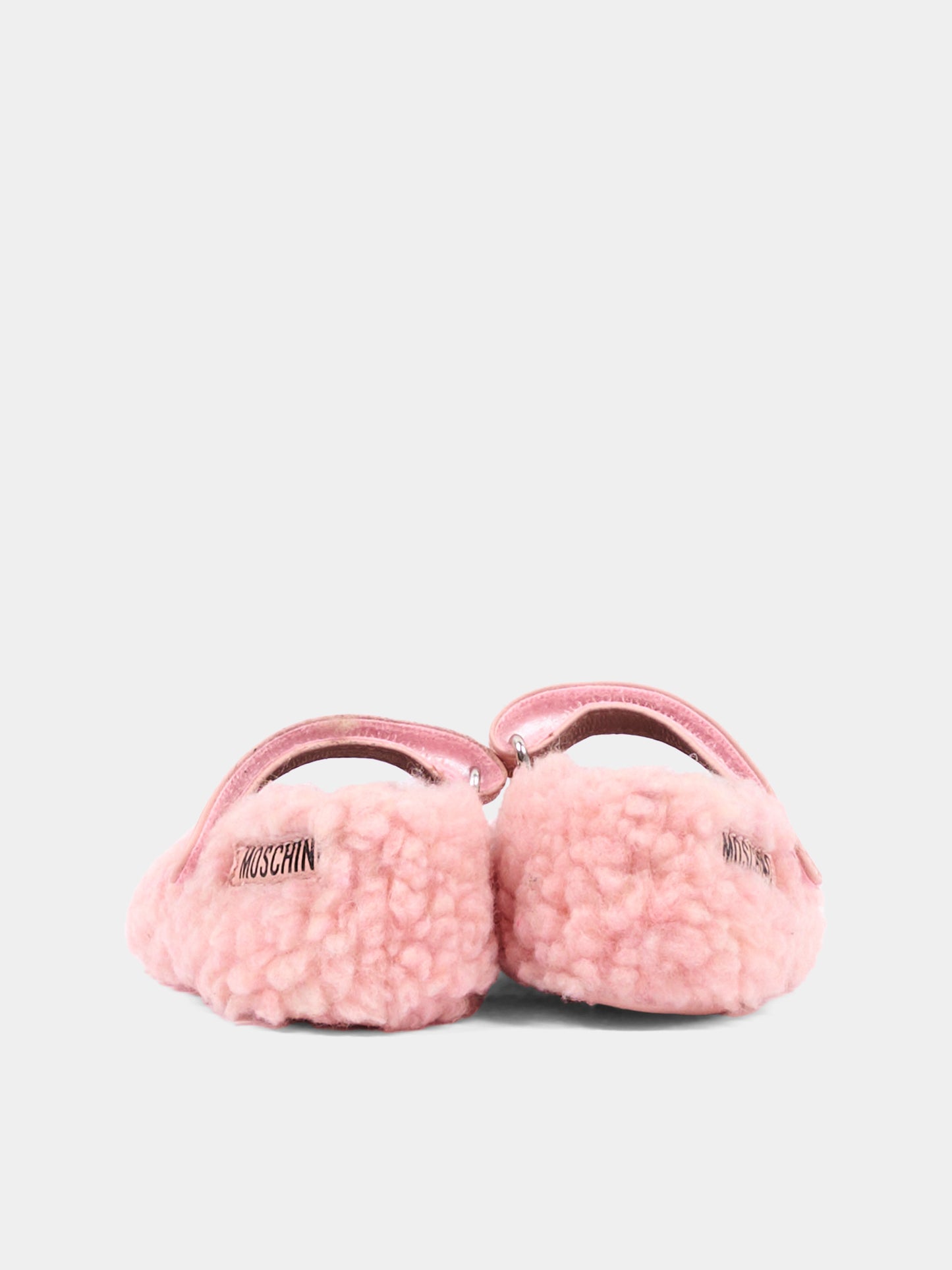 Ballerine rosa per neonata in pelliccia,Moschino Kids,84051 VAR2