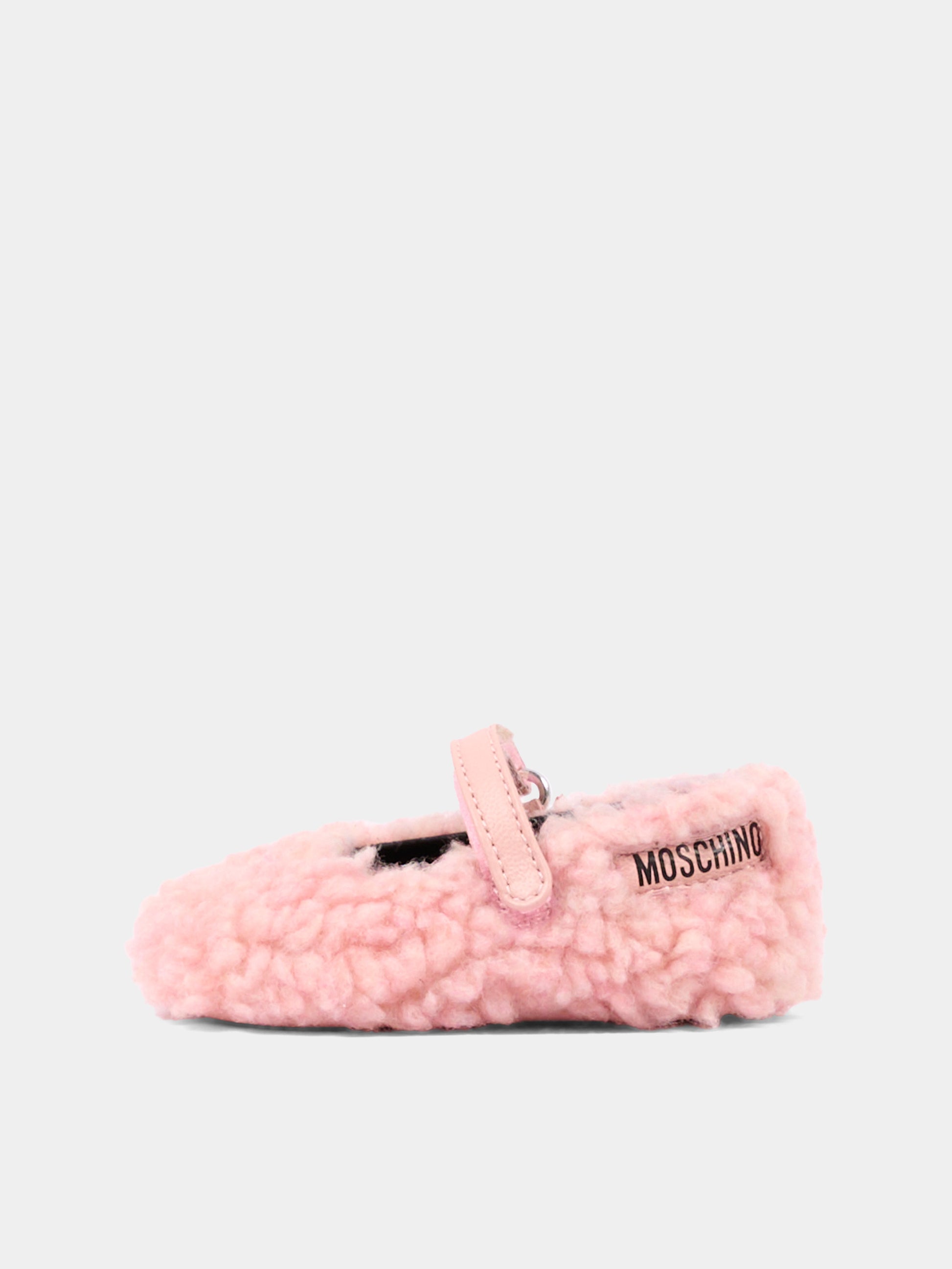 Ballerine rosa per neonata in pelliccia,Moschino Kids,84051 VAR2