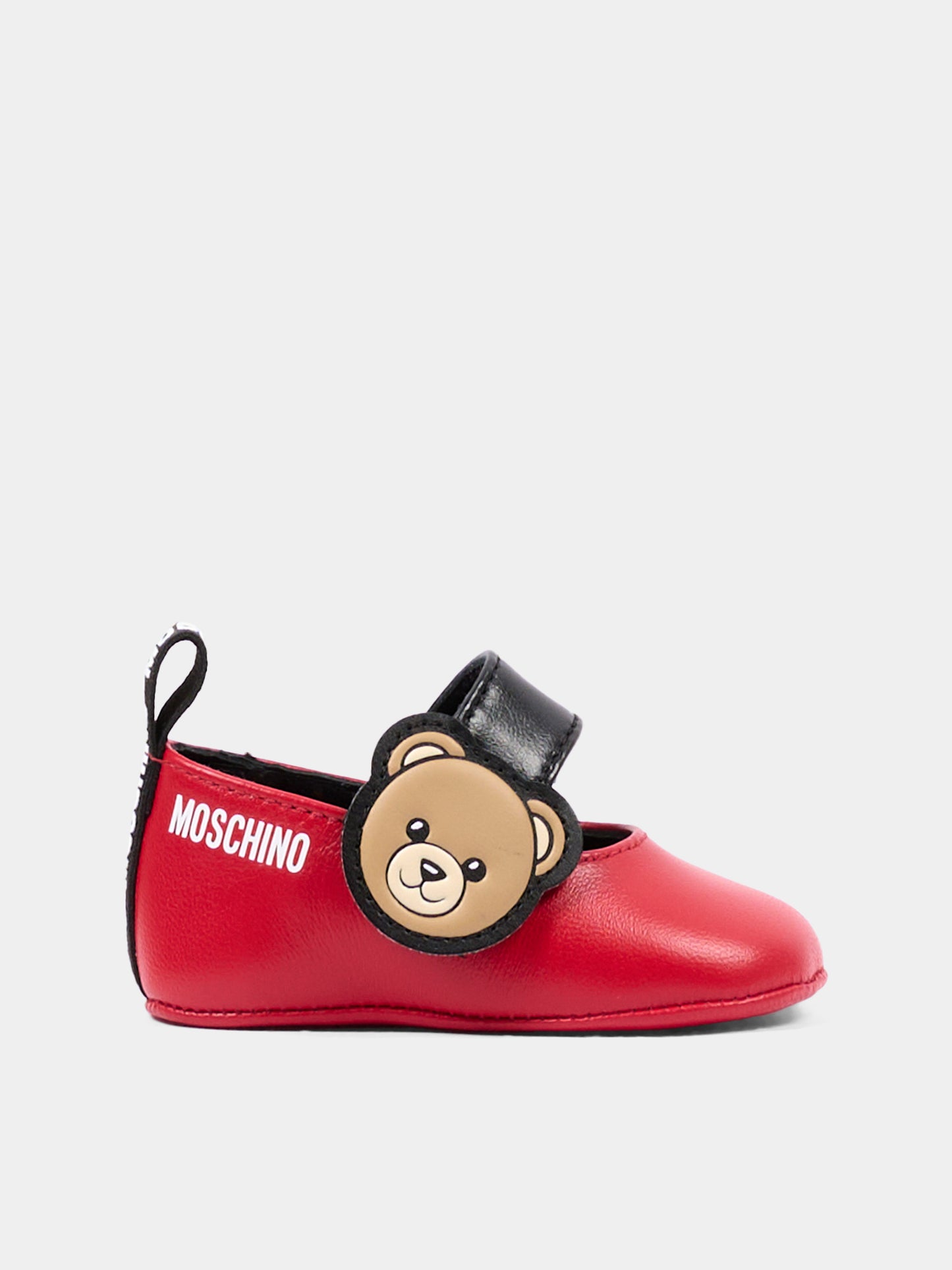 Ballerine rosse per neonata con Teddy Bear,Moschino Kids,84054 VAR1