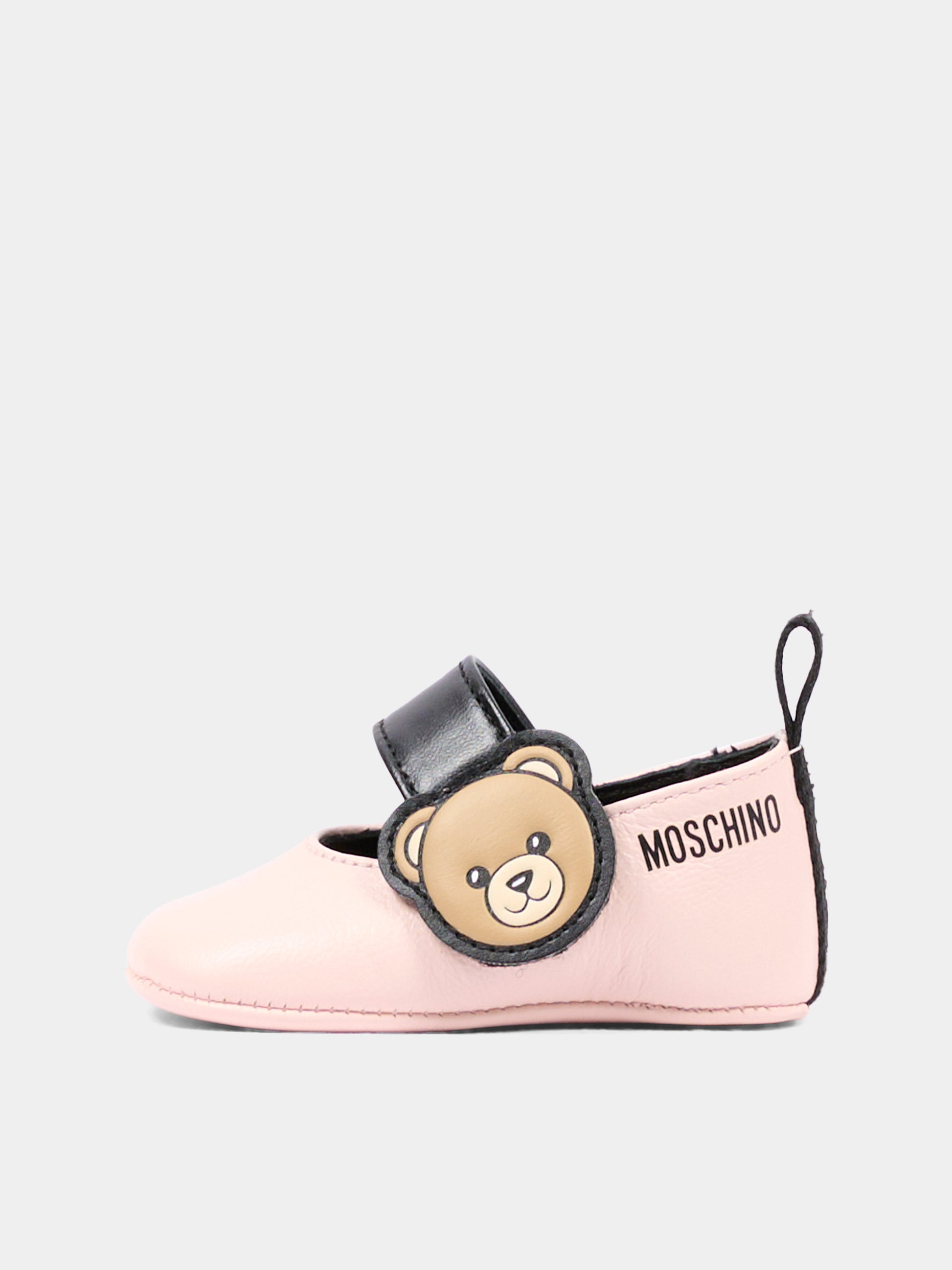 Ballerine rosa per neonata con Teddy Bear,Moschino Kids,84054 VAR5