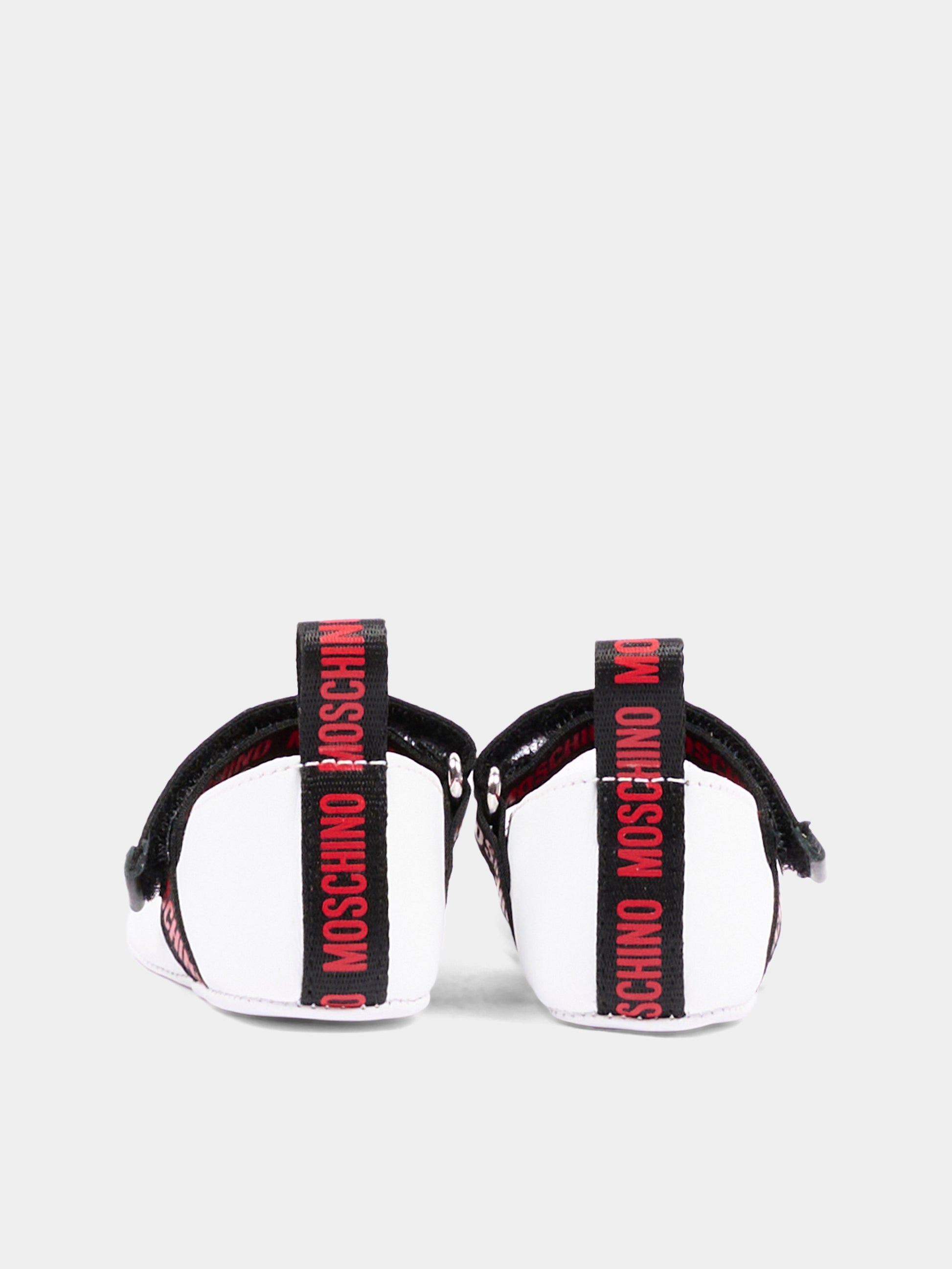 Ballerine bianche per neonata con cuore,Moschino Kids,84052 VAR1