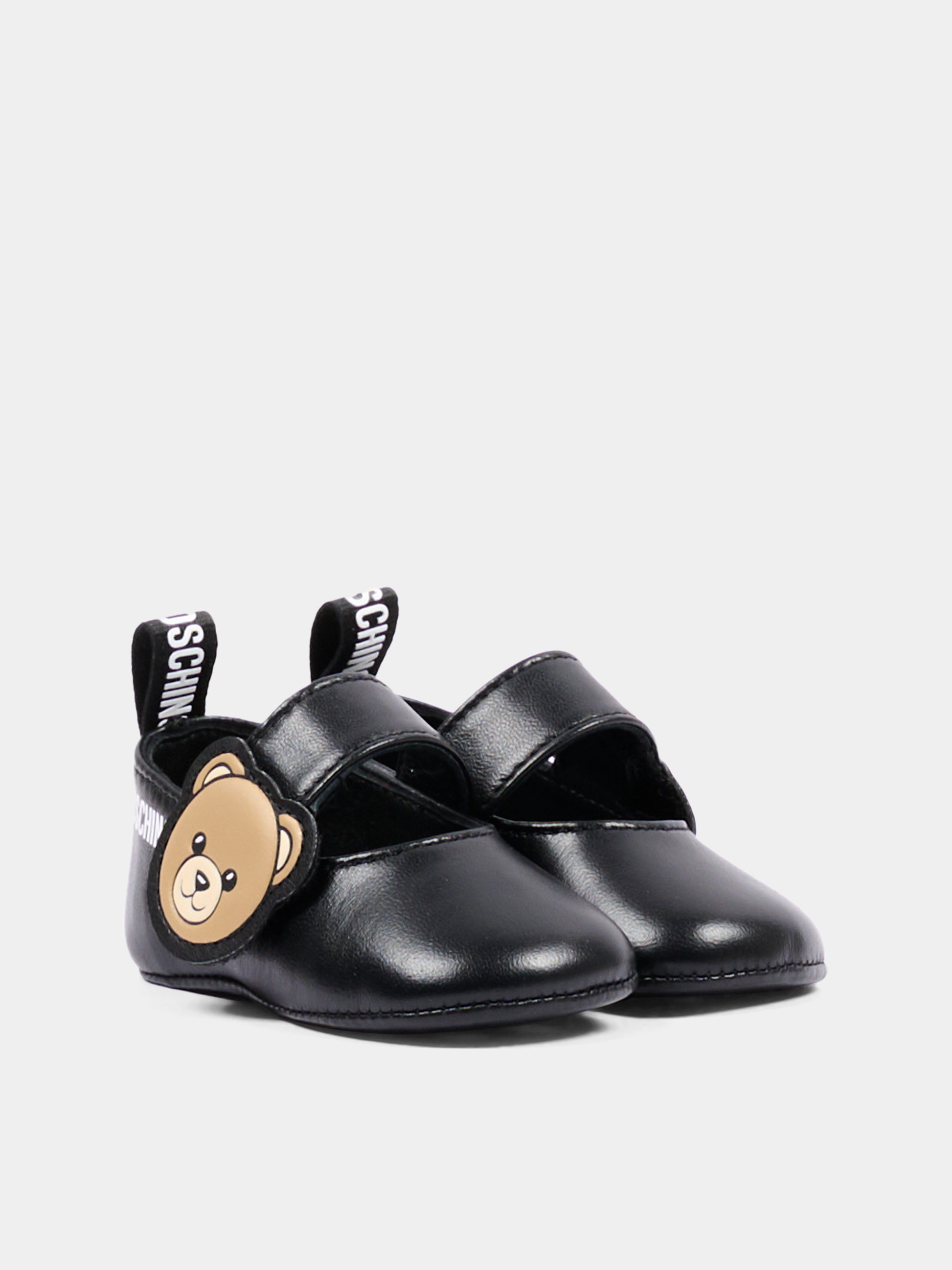 Ballerine nere per neonata con Teddy Bear,Moschino Kids,84054 VAR6