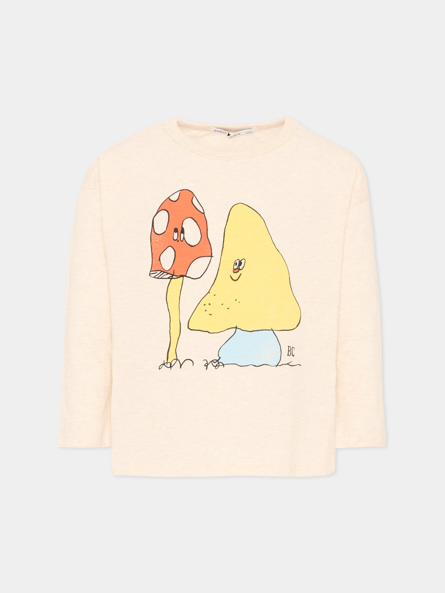T-shirt a manica lunga beige per bambino con stampa,Bobo Choses,B226AC012