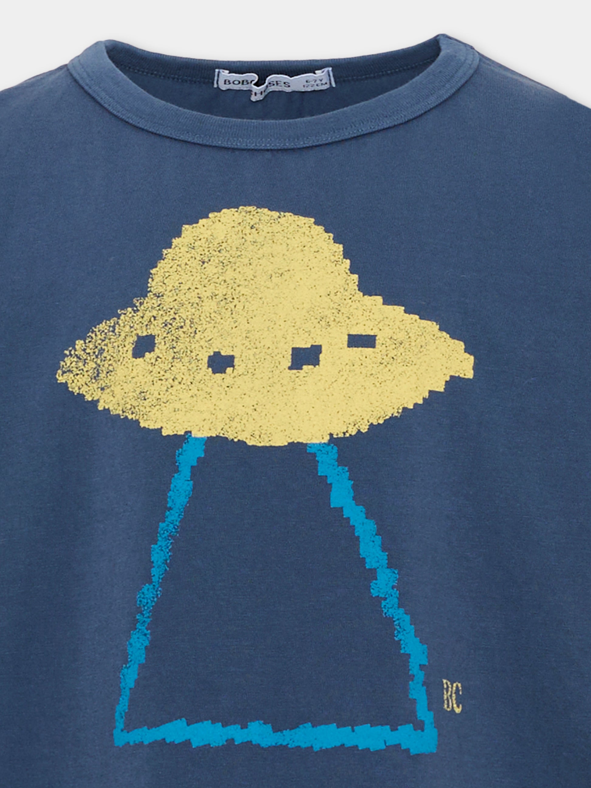 T-shirt a manica lunga blu stampata per bambino,Bobo Choses,B226AC013