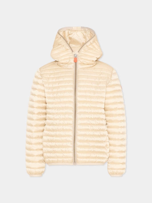 Piumino beige Rosy per bambini,Save The Duck Kids,J32310G IRIS20 40034