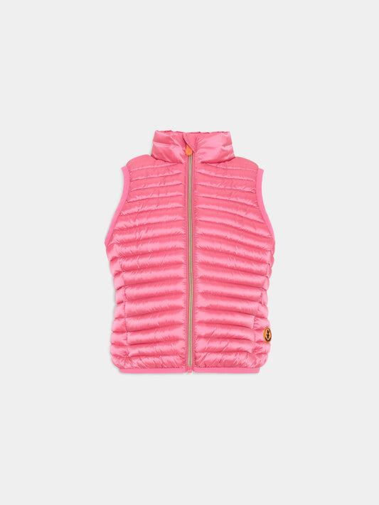 Gilet fucsia per bambina trapuntato,Save The Duck Kids,J85310G IRIS20 80017