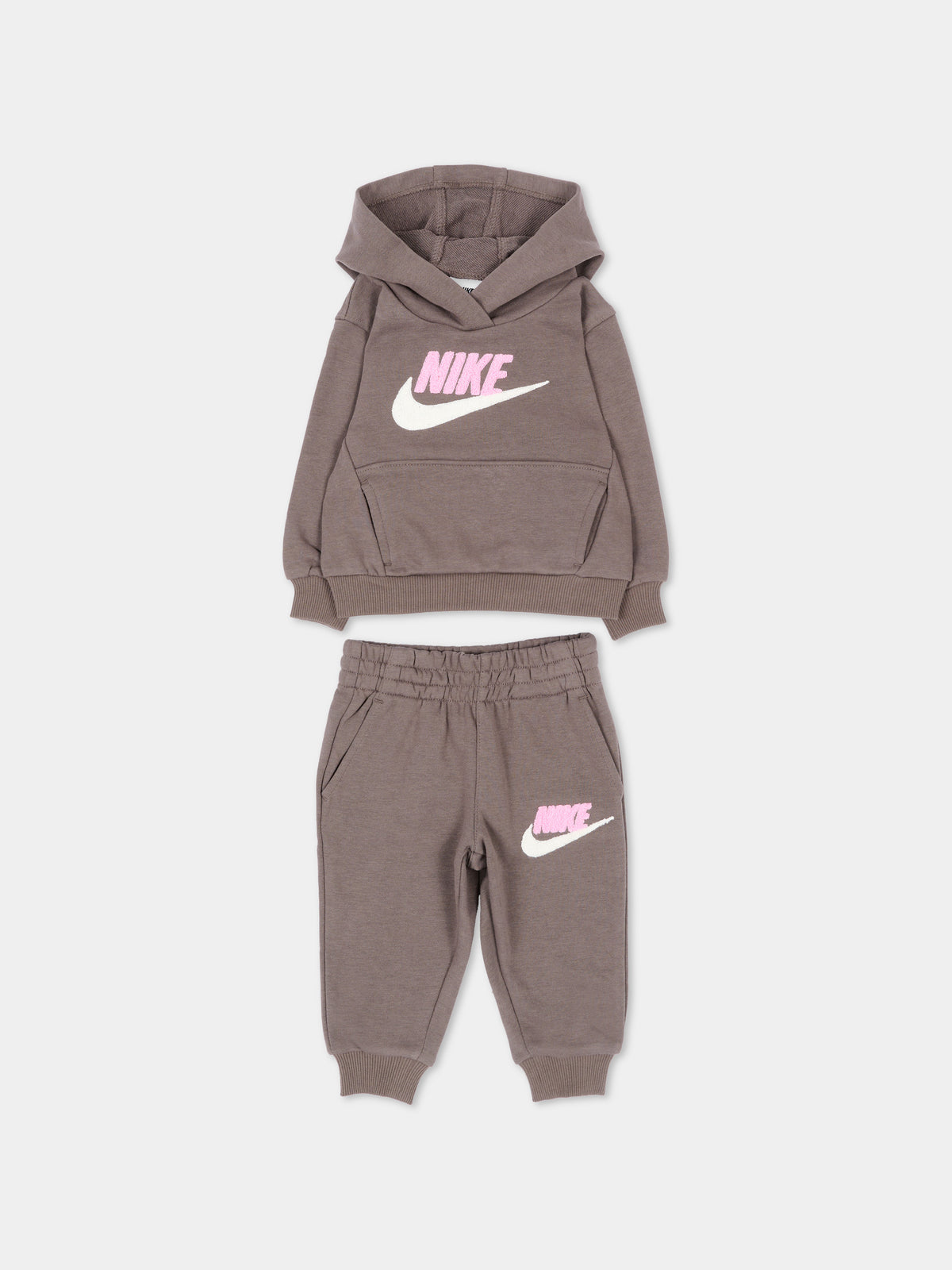 Completo sportivo lungo tortora logo per neonata,Nike,66N385 K0P