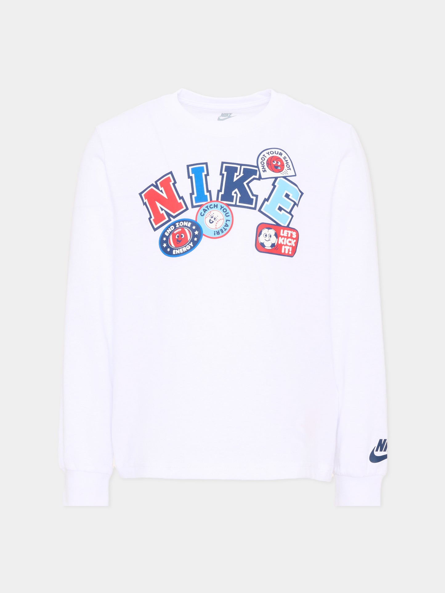 T-Shirt bianca per bambino con patch logo,Nike,86P340 001