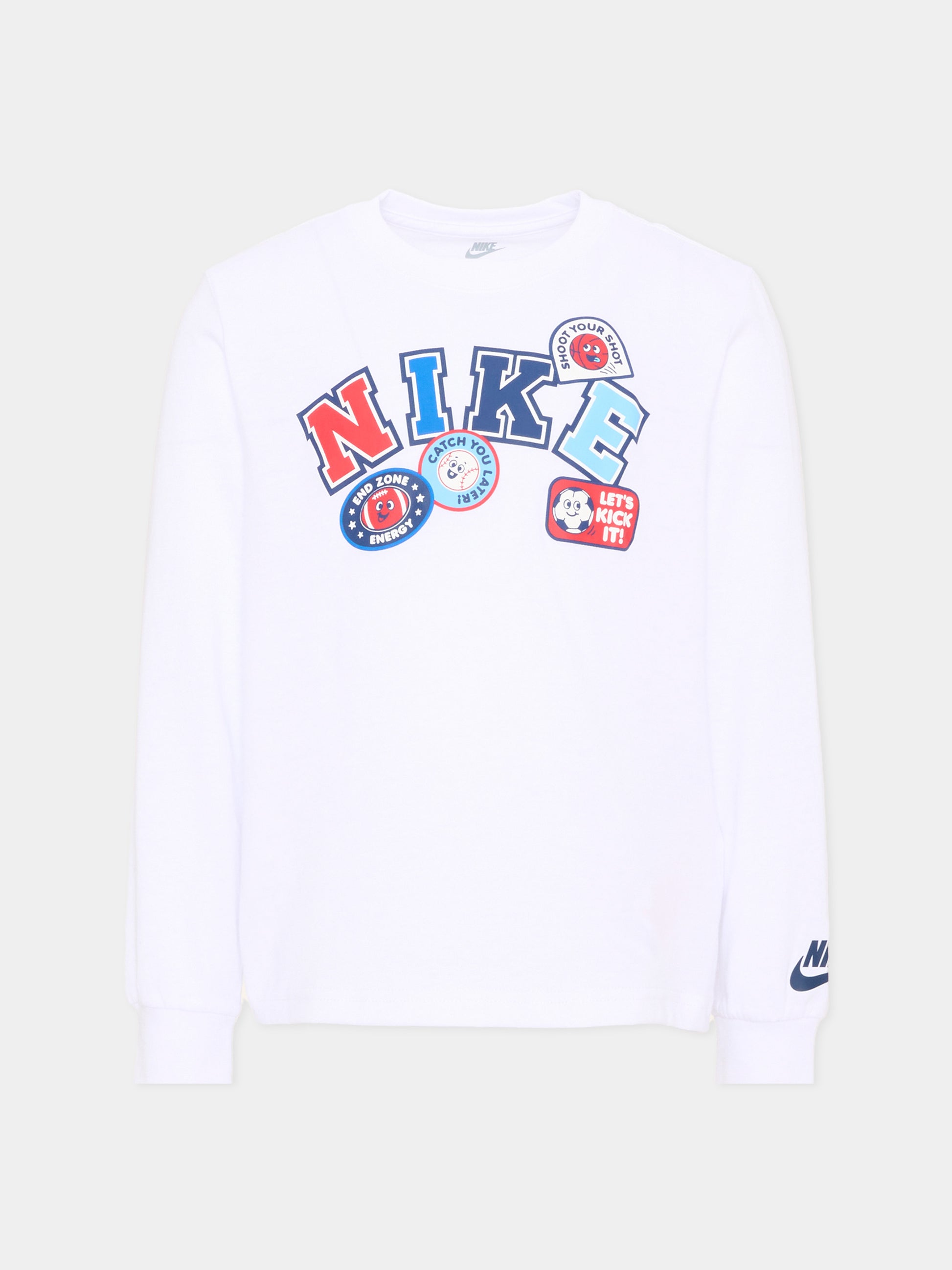 T-Shirt bianca per bambino con patch logo,Nike,86P340 001