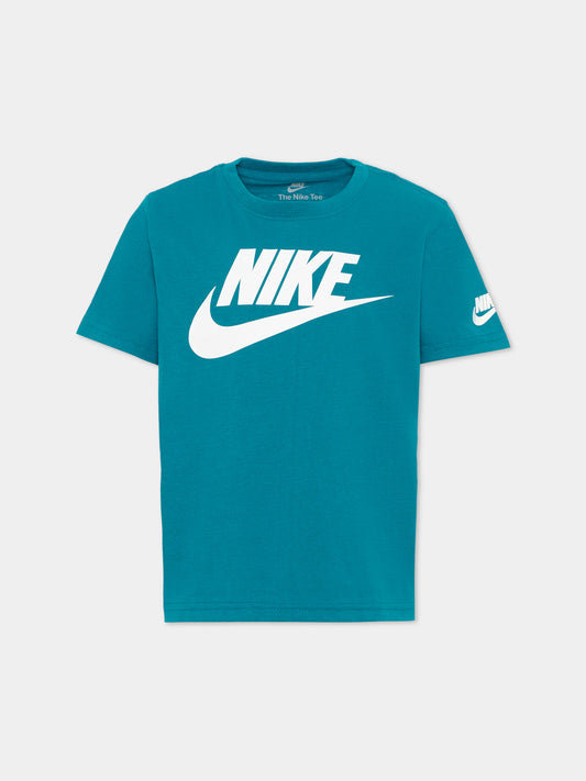 T-Shirt verde per bambino con logo,Nike,86J575 B9I