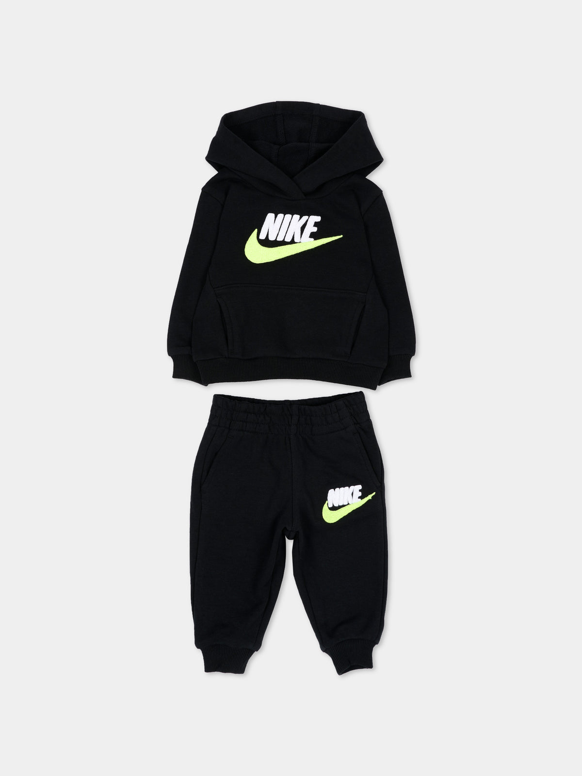 Completo sportivo lungo nero con logo per neonato,Nike,66N385 023