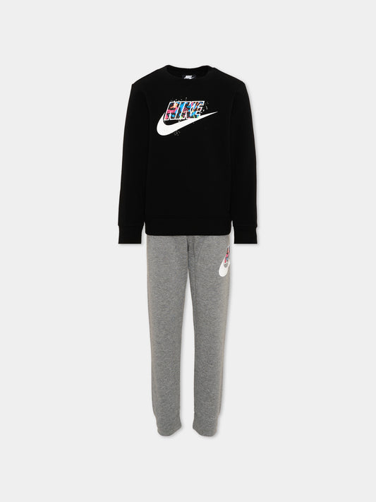 Completo sportivo nero per bambina con logo,Nike,86J175 GEH