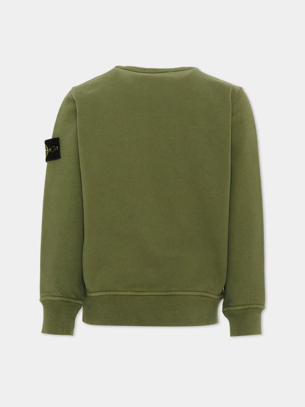 Felpa verde per bambino con logo patch,Stone Island Junior,L2S16 6100001 S0A20 V005G