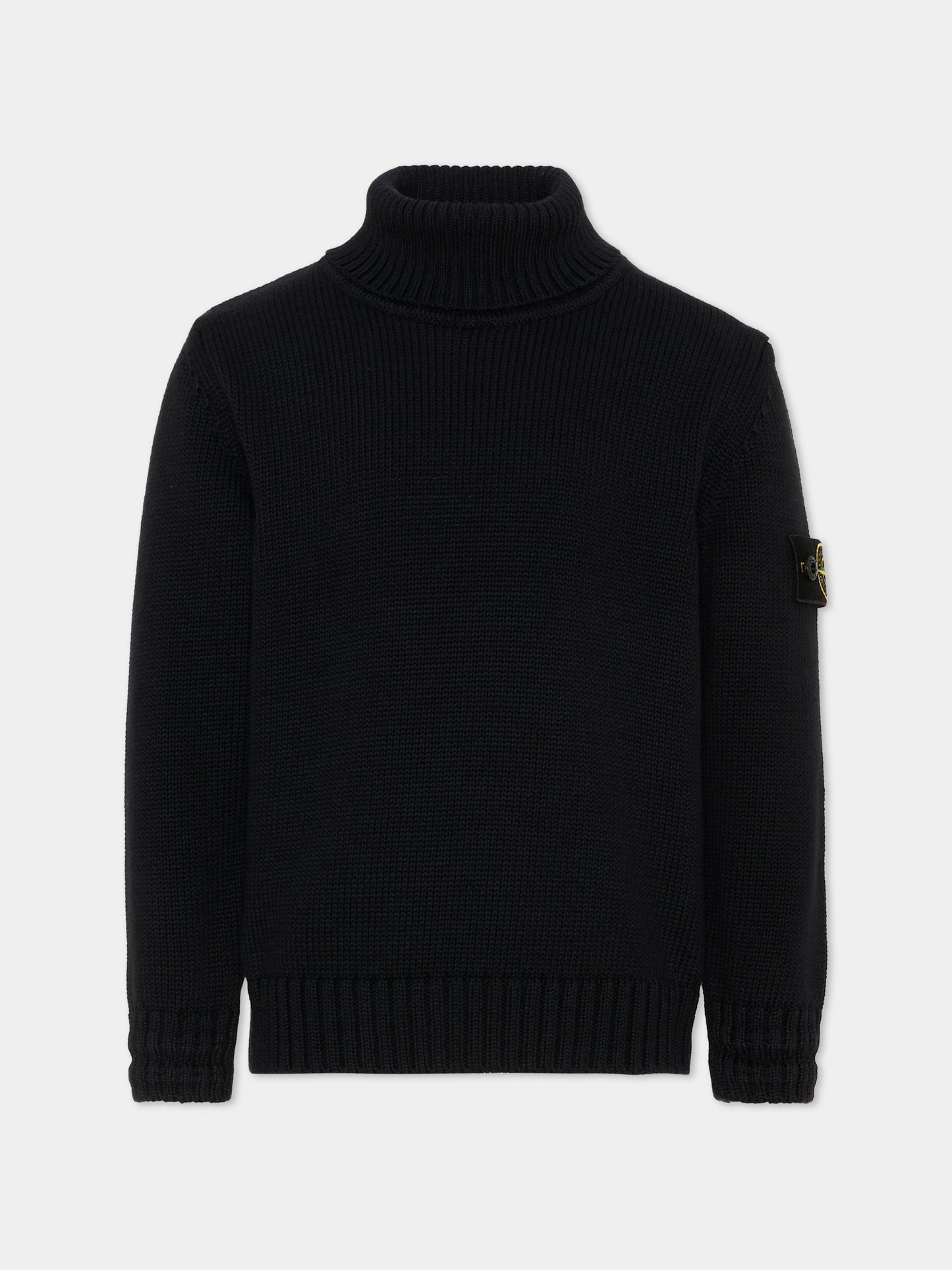 Dolcevita nero per bambino con patch logo,Stone Island Junior,L2S16 5100018 S01A2 V0029