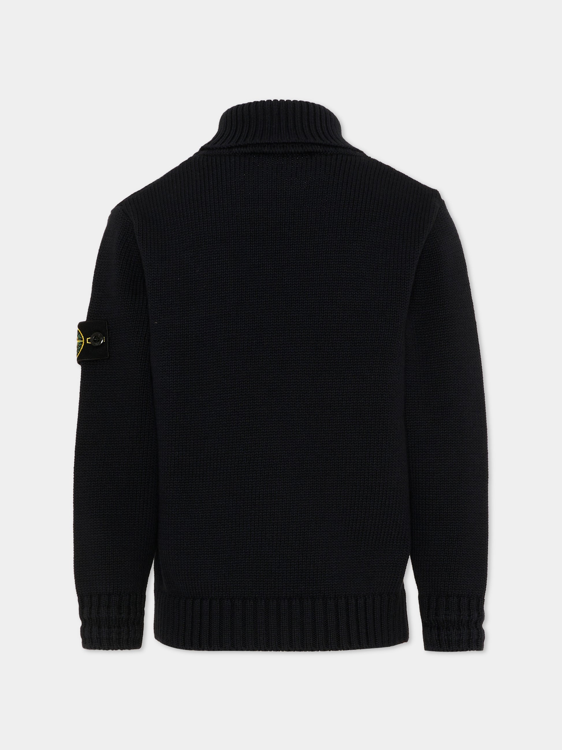 Dolcevita nero per bambino con patch logo,Stone Island Junior,L2S16 5100018 S01A2 V0029