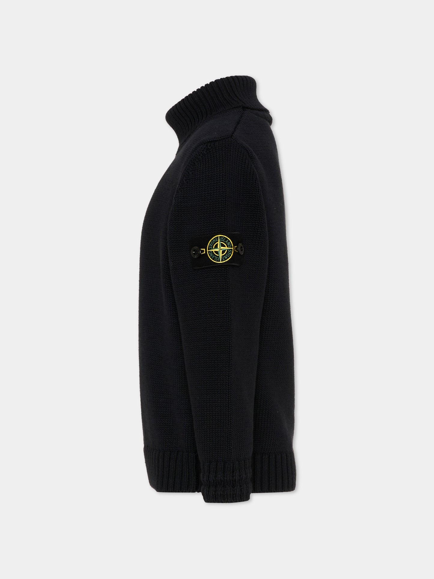 Dolcevita nero per bambino con patch logo,Stone Island Junior,L2S16 5100018 S01A2 V0029