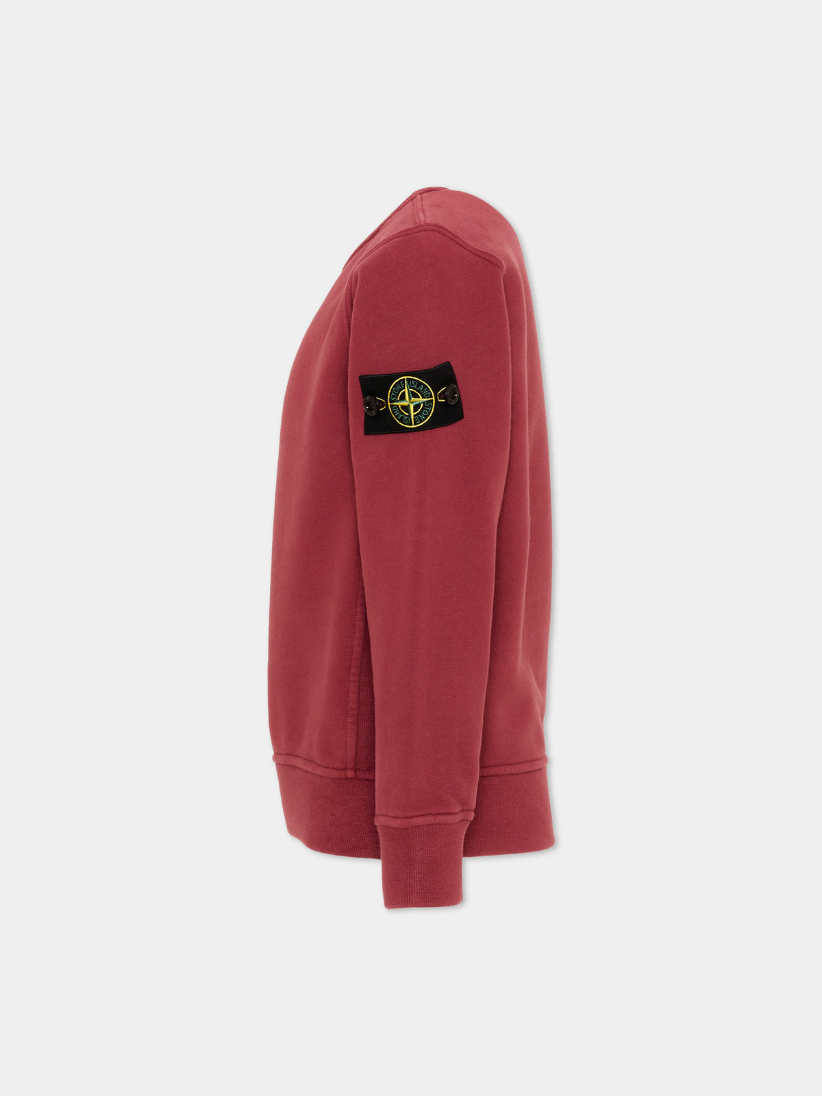 Felpa rossa per bambino con logo patch,Stone Island Junior,L2S16 6100001 S0A20 V0014