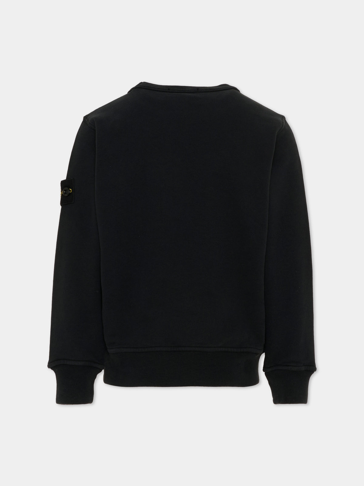 Felpa nera per bambino con logo patch,Stone Island Junior,L2S16 6100001 S0A20 V0029