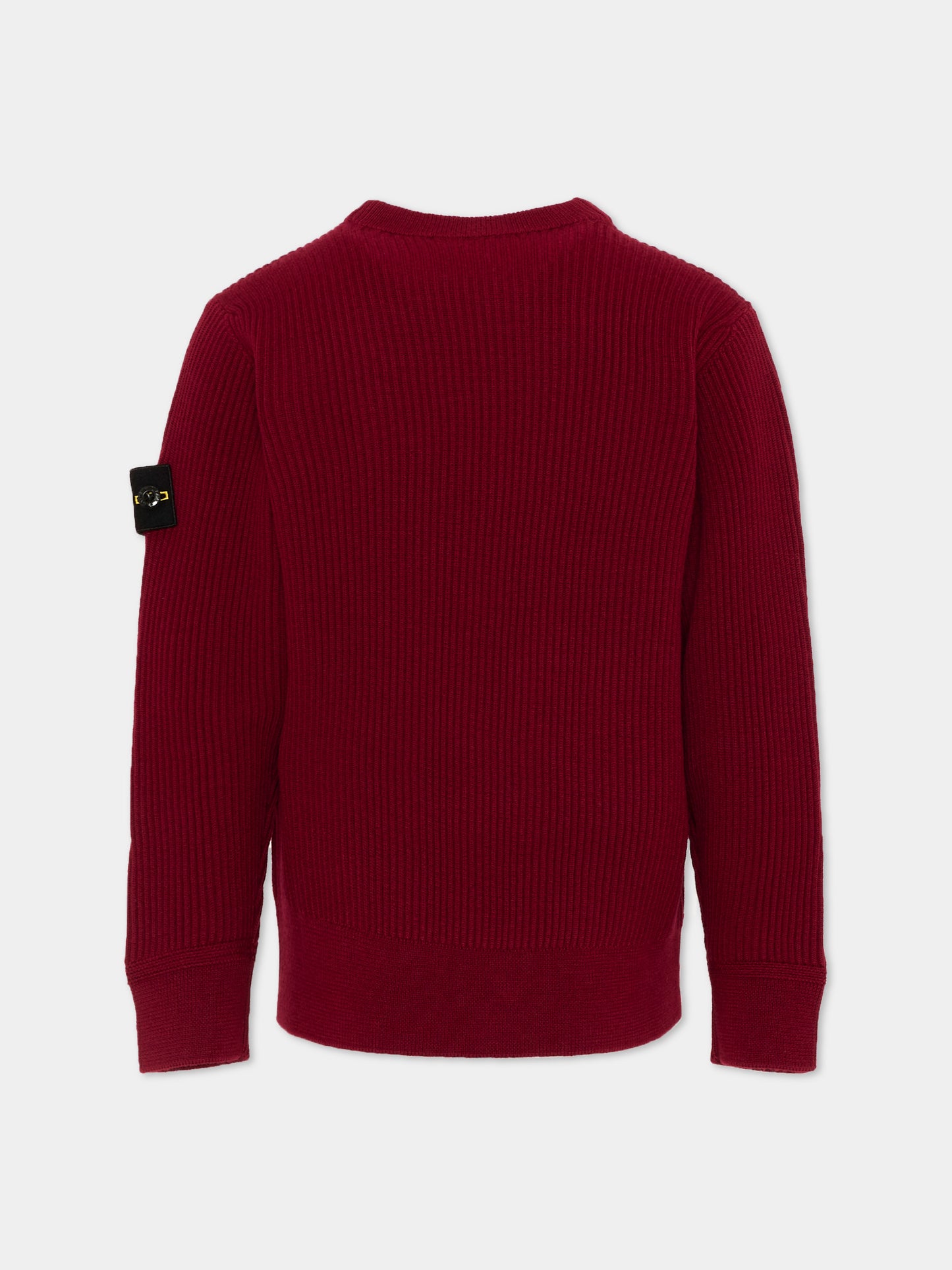 Maglione rosso per bambino con patch logo,Stone Island Junior,L2S16 5100010 S0C02 V0014