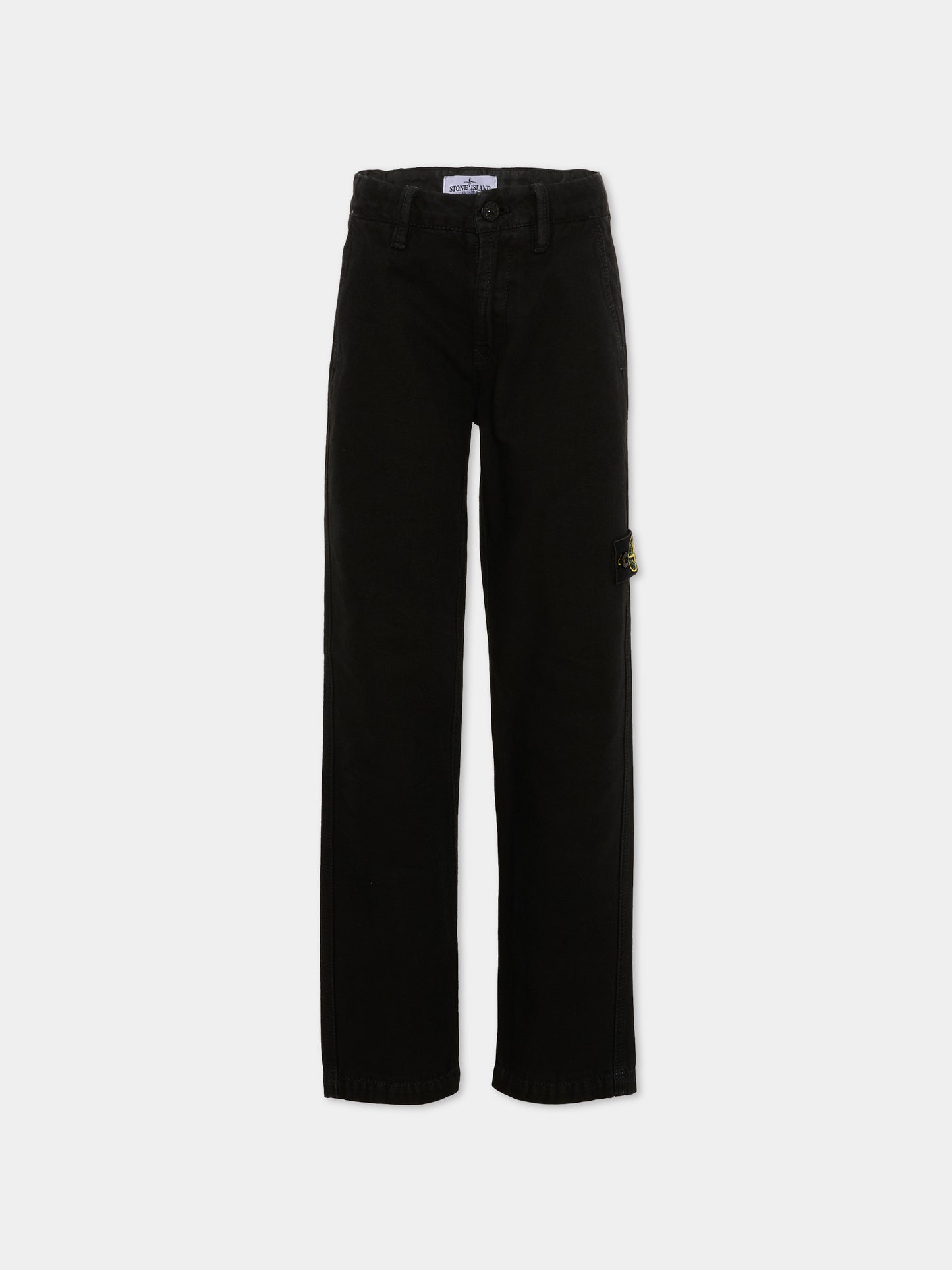 Pantaloni nero per bambino con patch logo,Stone Island Junior,L2S16 3100002 S0104 V0129