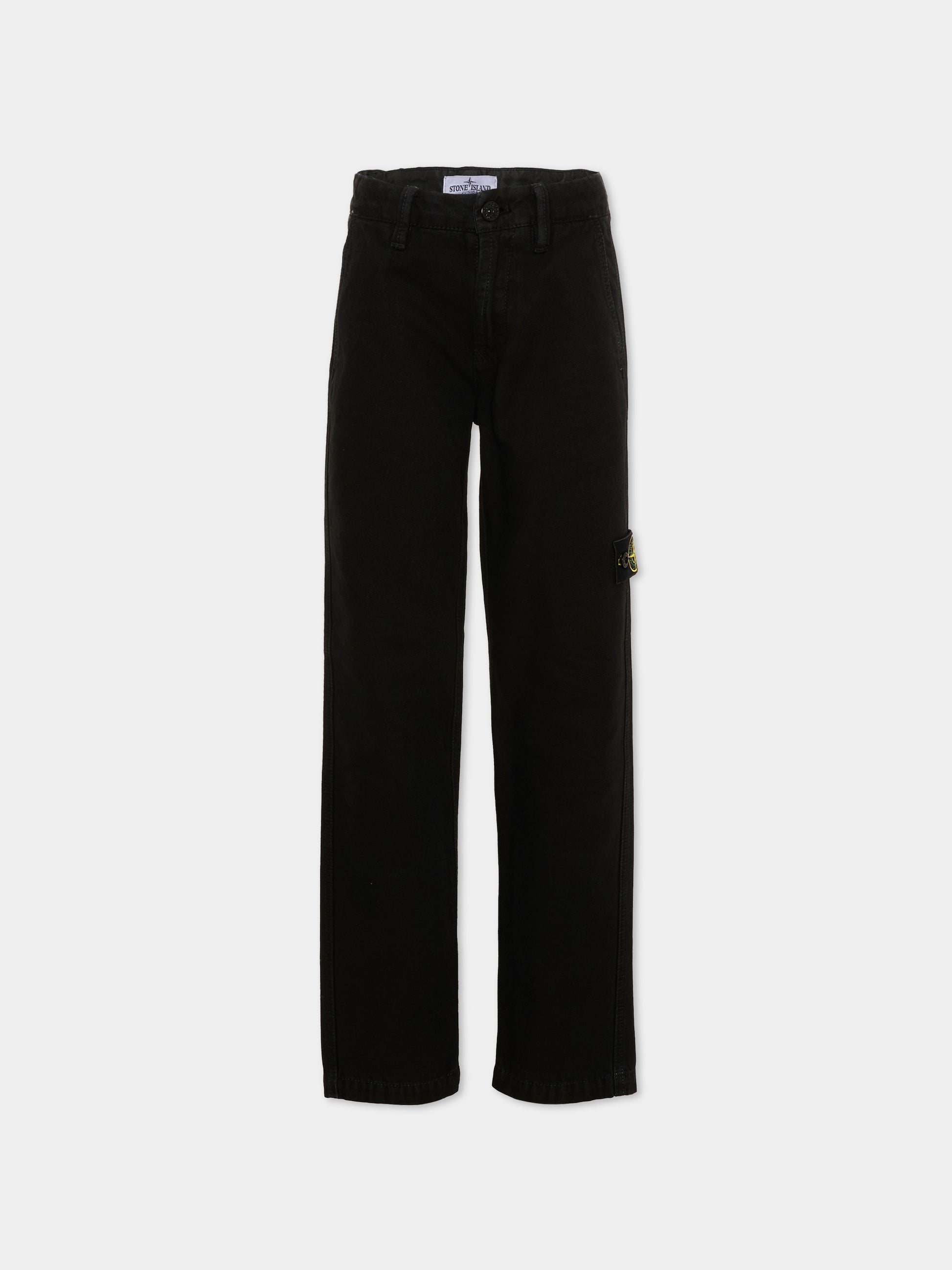 Pantaloni nero per bambino con patch logo,Stone Island Junior,L2S16 3100002 S0104 V0129