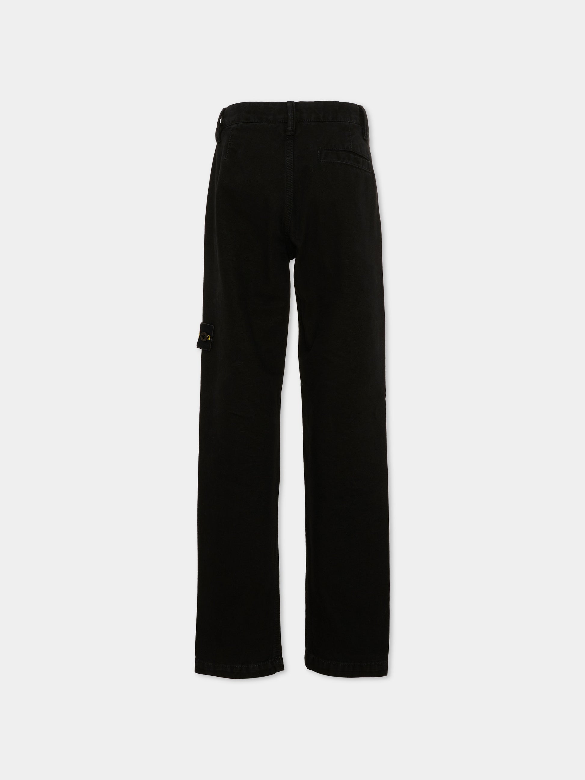 Pantaloni nero per bambino con patch logo,Stone Island Junior,L2S16 3100002 S0104 V0129