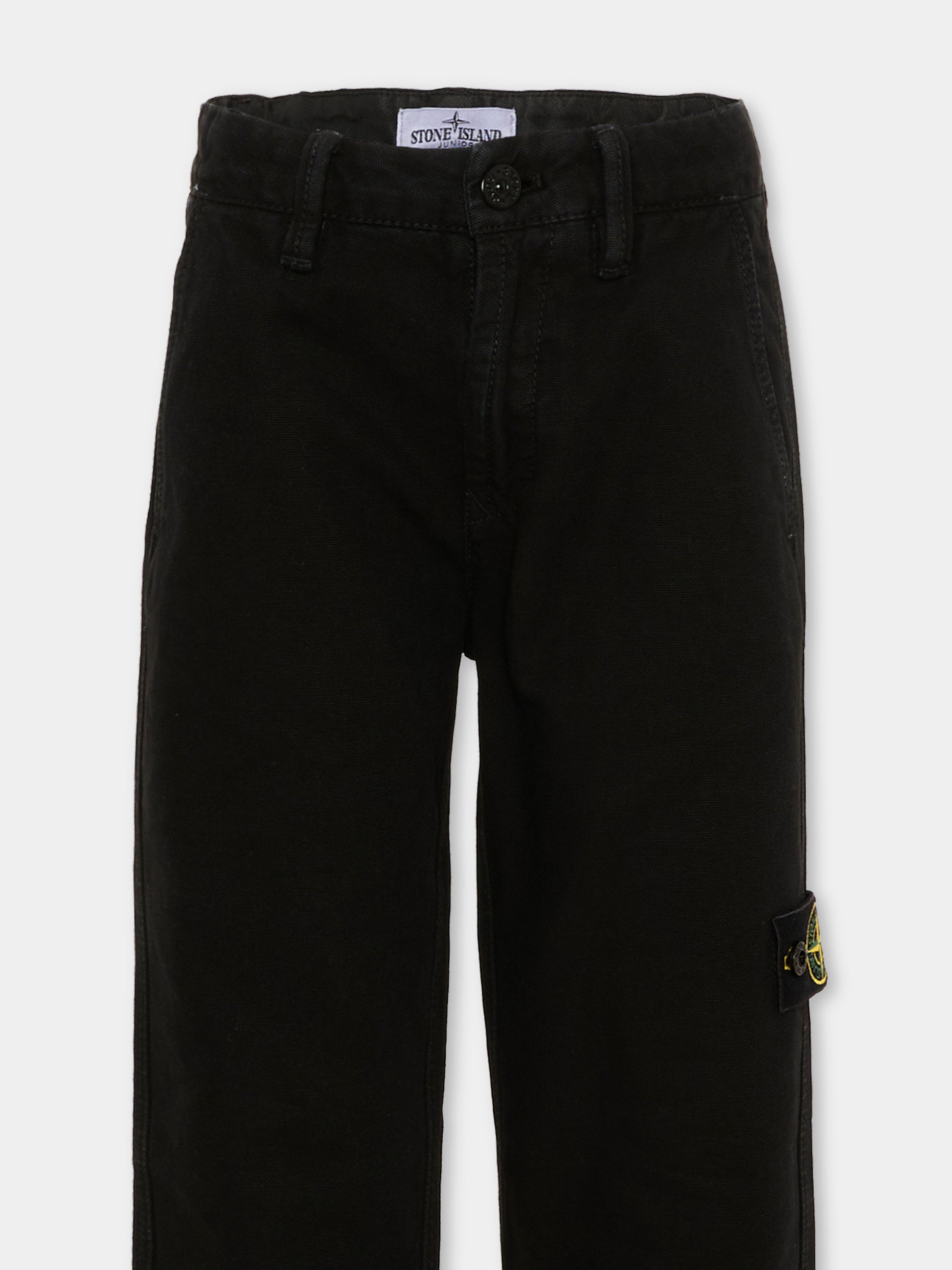 Pantaloni nero per bambino con patch logo,Stone Island Junior,L2S16 3100002 S0104 V0129