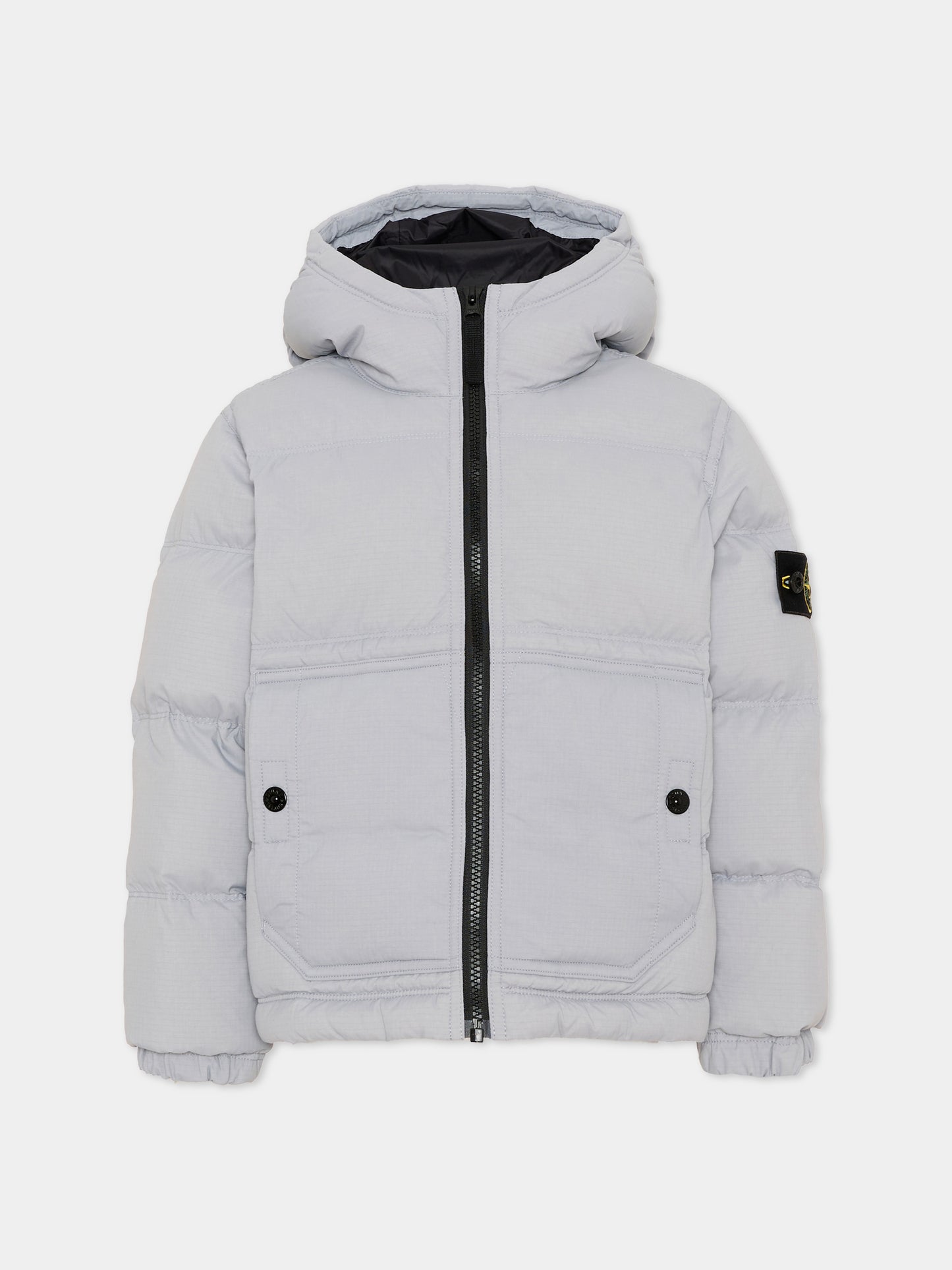 Piumino grigio per bambino con logo,Stone Island Junior,L2S16 4100005 S0483 V0049