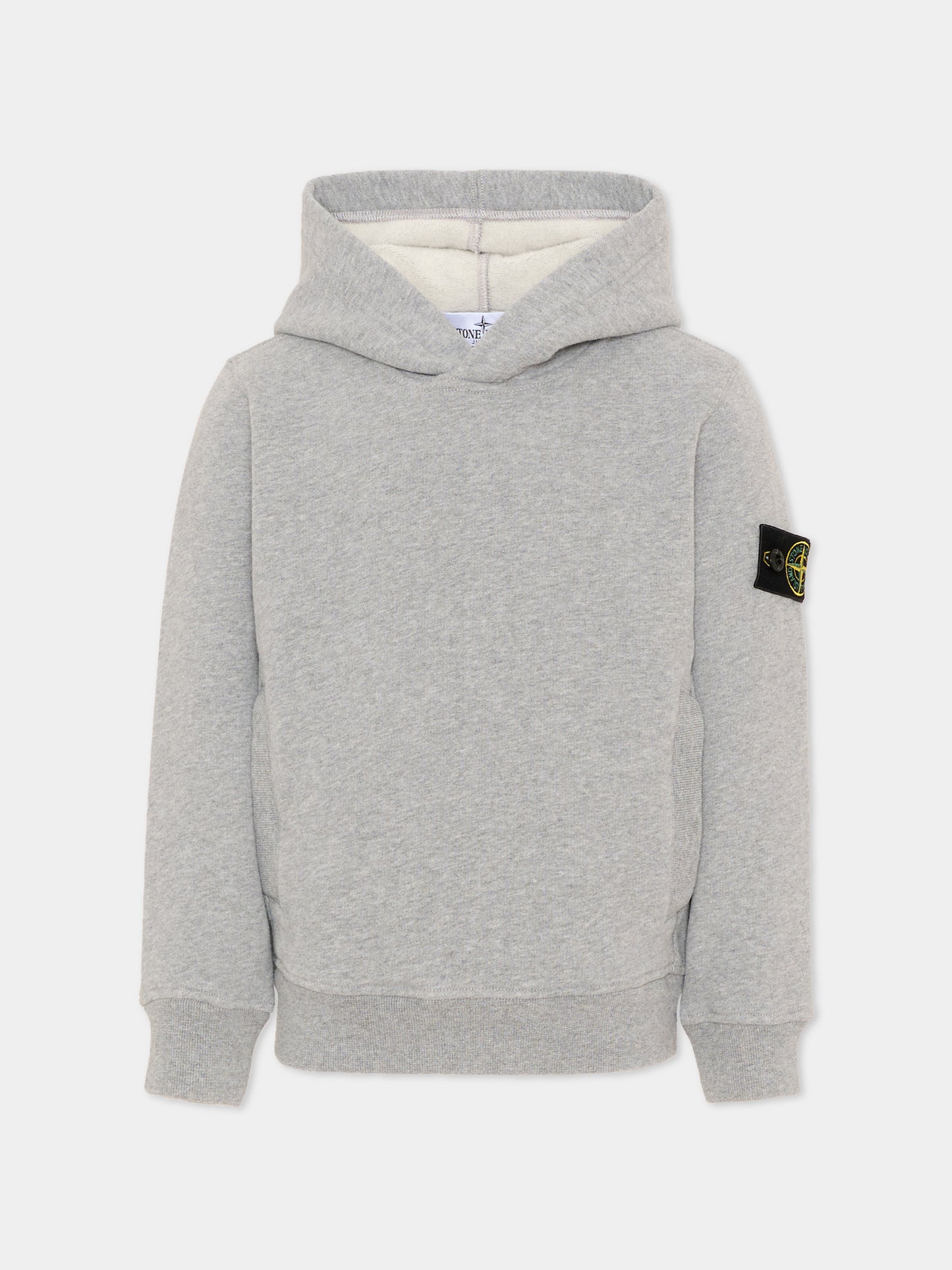 Felpa grigia per bambino con patch logo,Stone Island Junior,L2S16 6100004 S0M20 V0M64