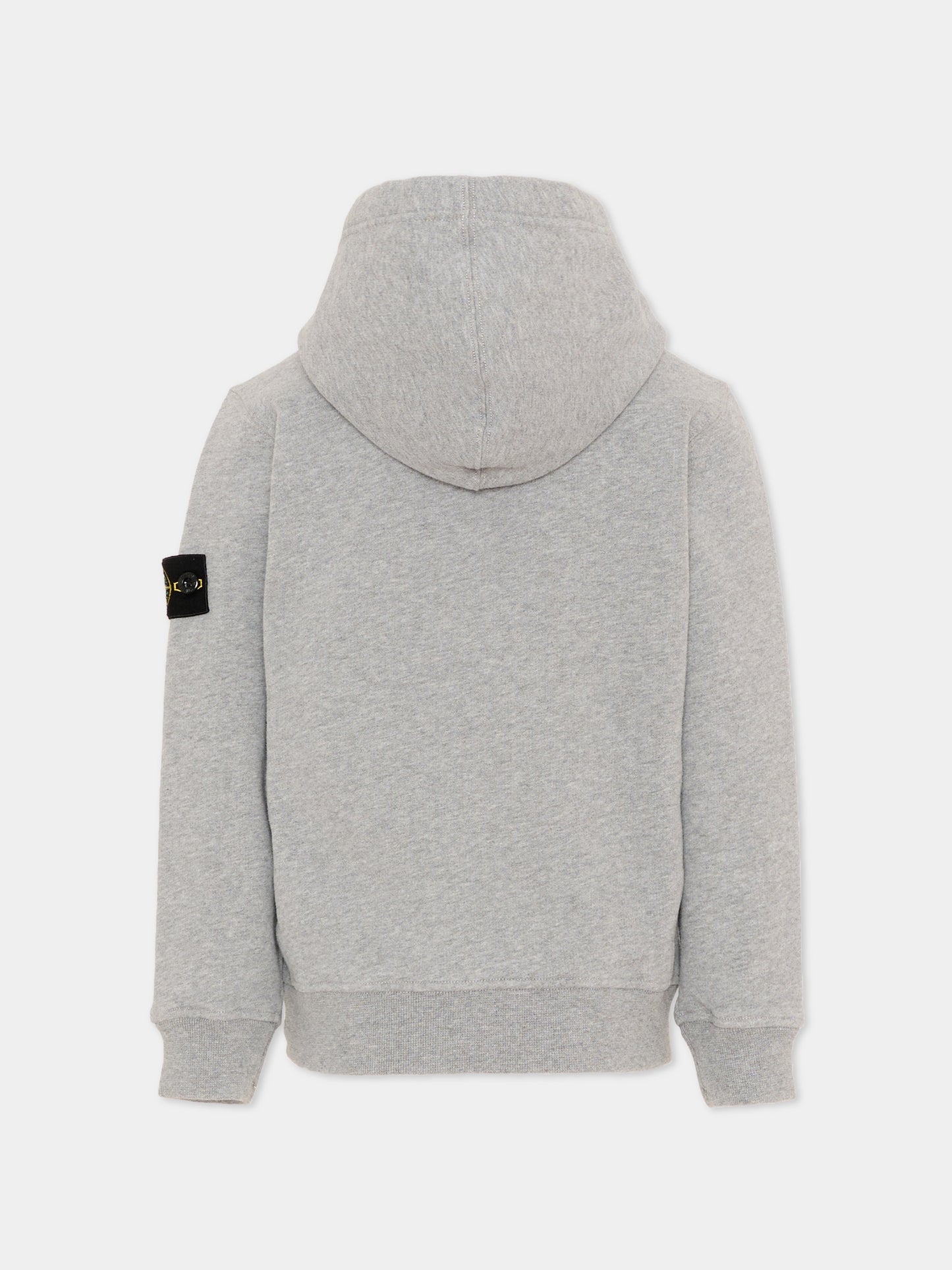 Felpa grigia per bambino con patch logo,Stone Island Junior,L2S16 6100004 S0M20 V0M64