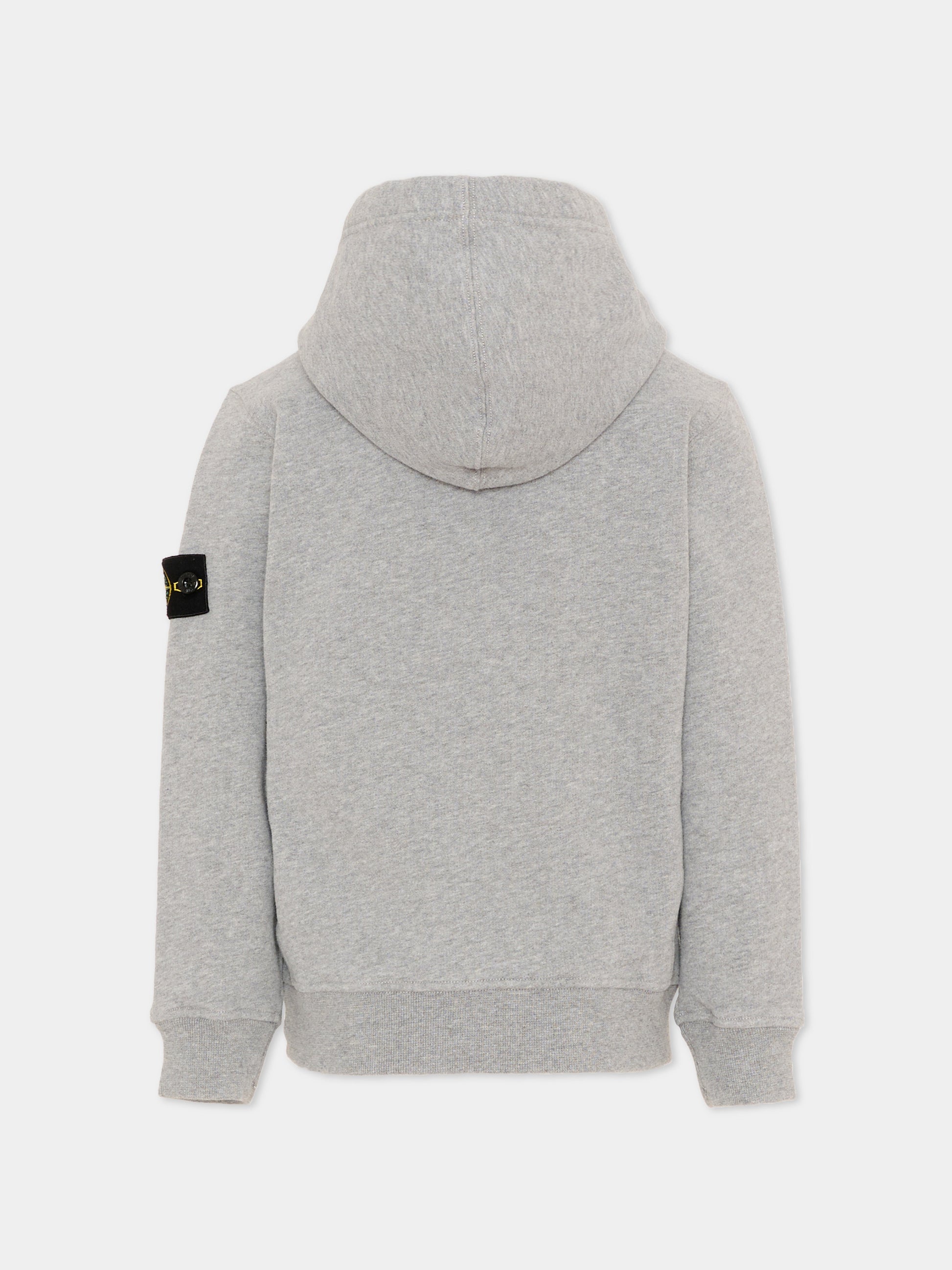 Felpa grigia per bambino con patch logo,Stone Island Junior,L2S16 6100004 S0M20 V0M64