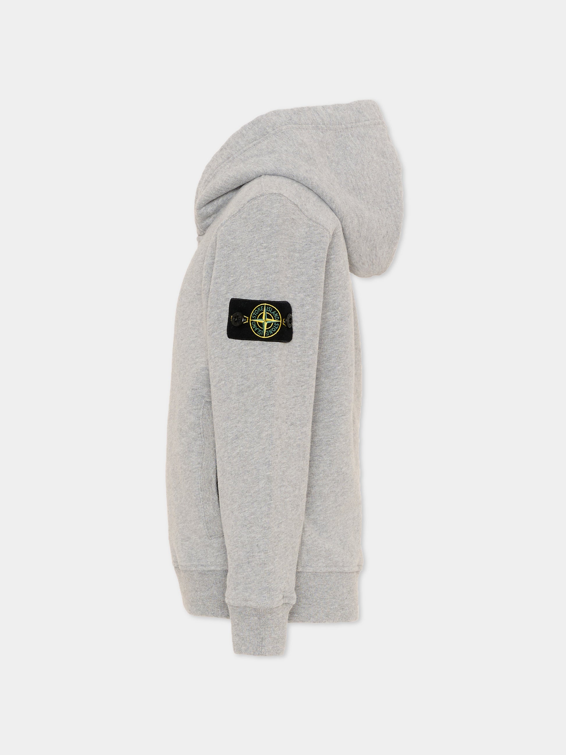 Felpa grigia per bambino con patch logo,Stone Island Junior,L2S16 6100004 S0M20 V0M64