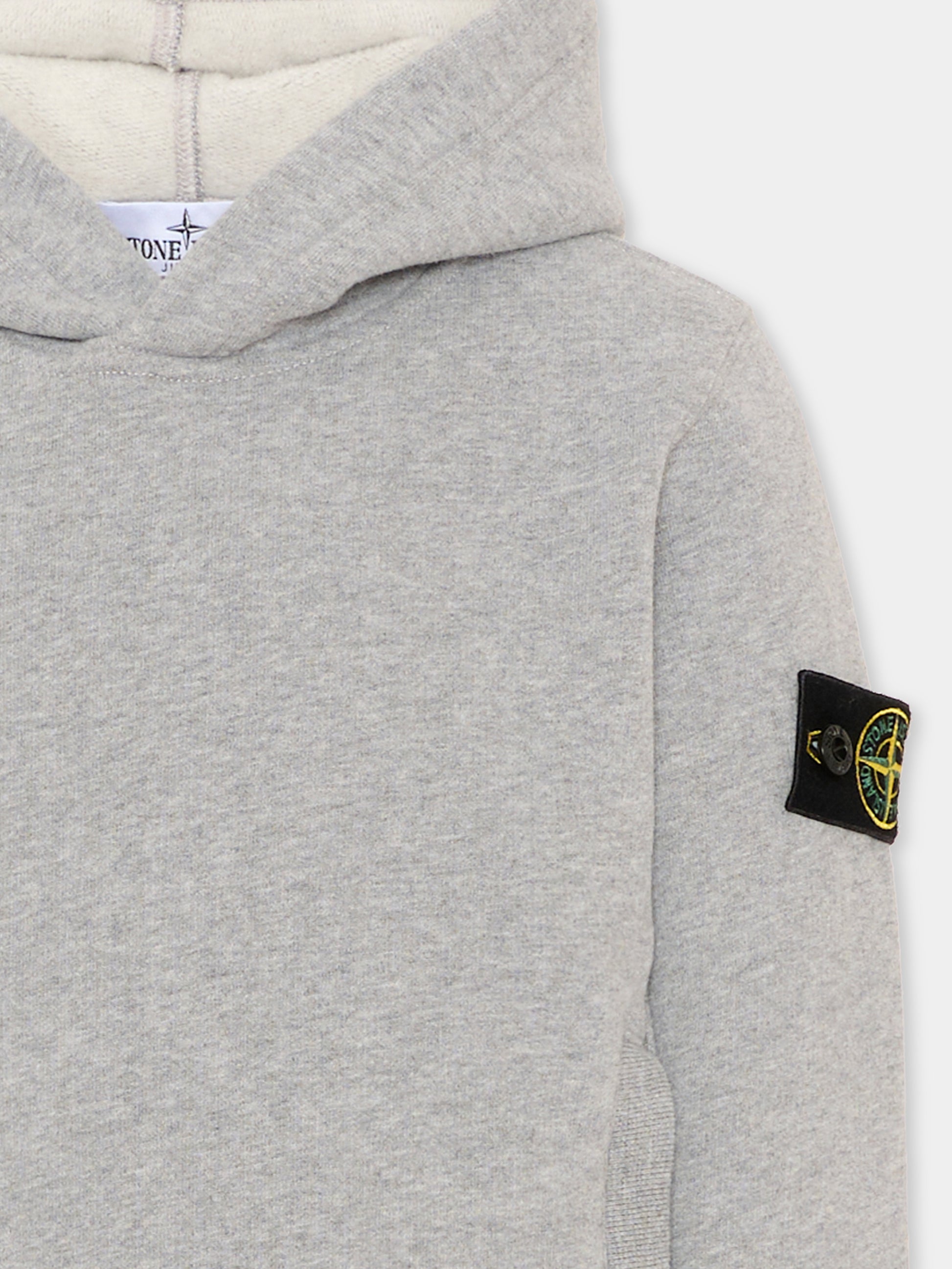 Felpa grigia per bambino con patch logo,Stone Island Junior,L2S16 6100004 S0M20 V0M64