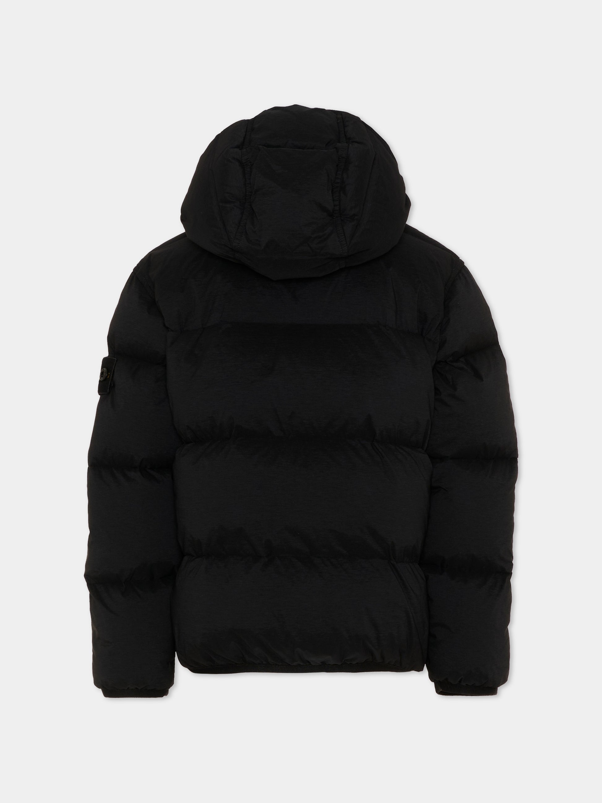 Piumino nero per bambino con patch logo,Stone Island Junior,L2S16 4100004 S0028 V0029