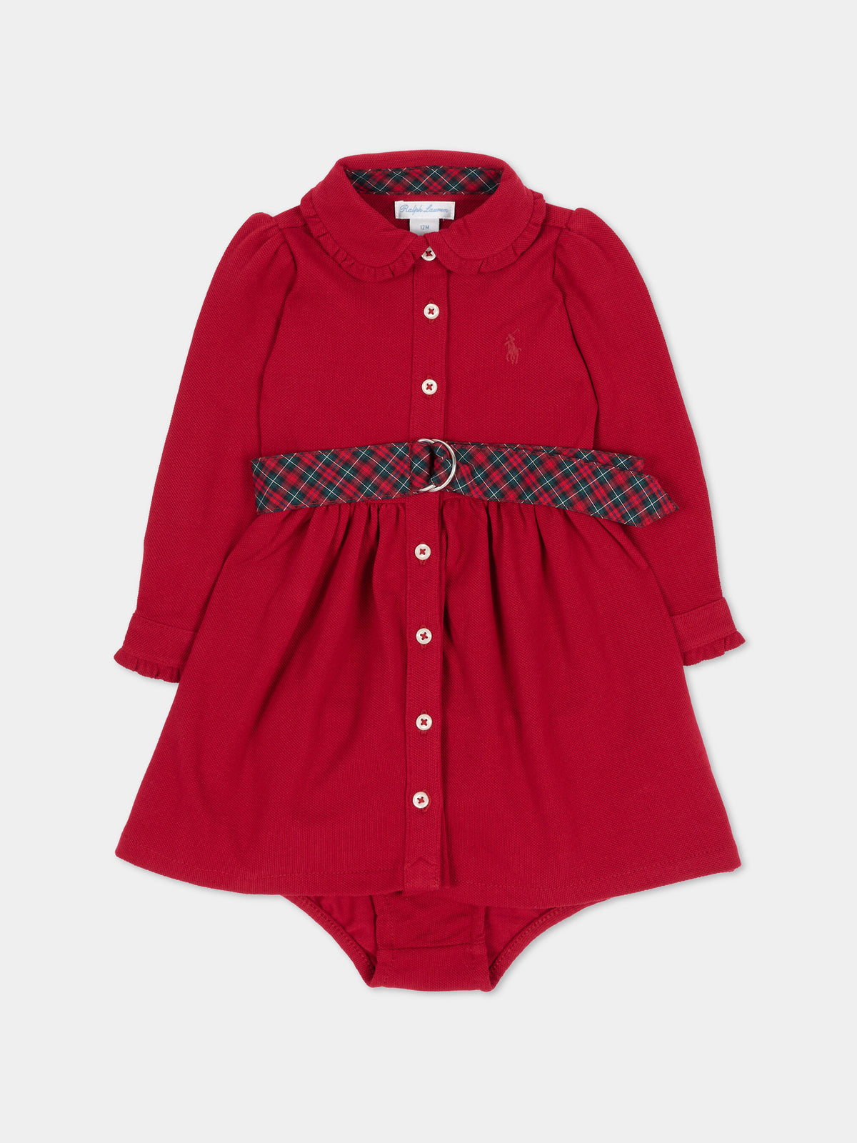 Vestito rosso per neonata tartan,Ralph Lauren Kids,B28633001