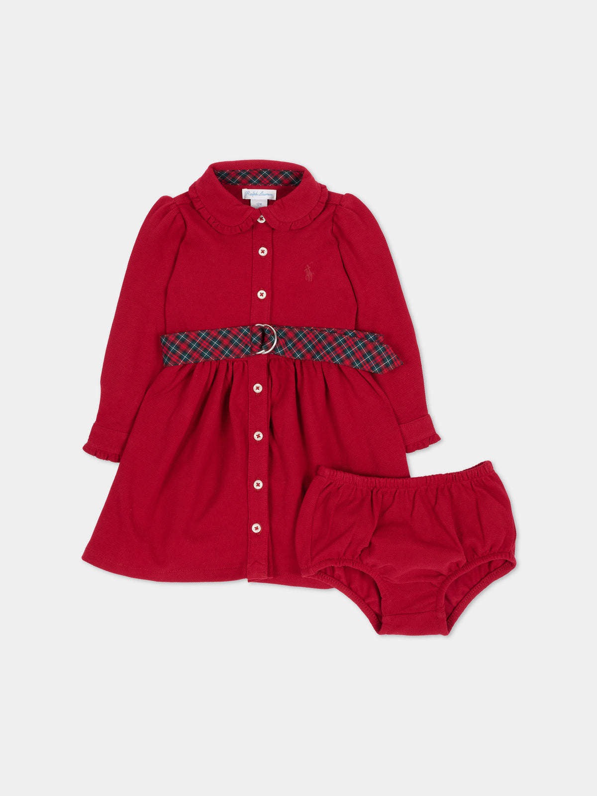 Vestito rosso per neonata tartan,Ralph Lauren Kids,B28633001