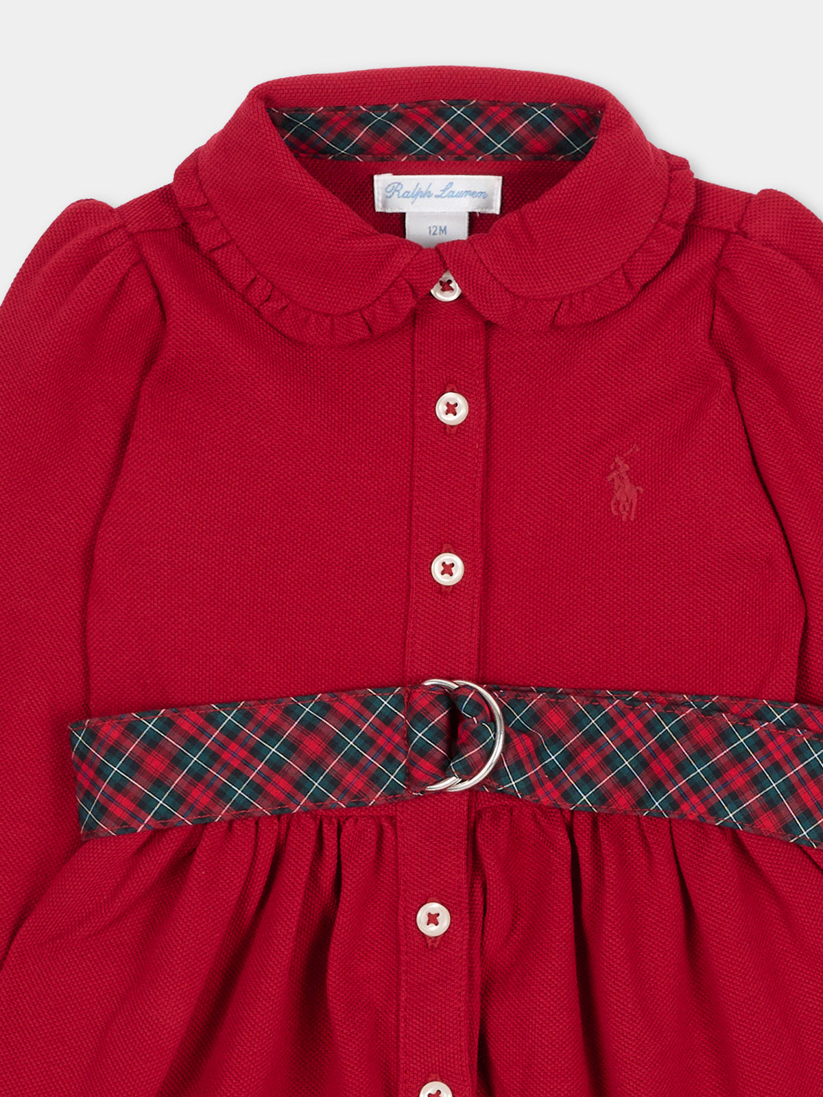 Vestito rosso per neonata tartan,Ralph Lauren Kids,B28633001