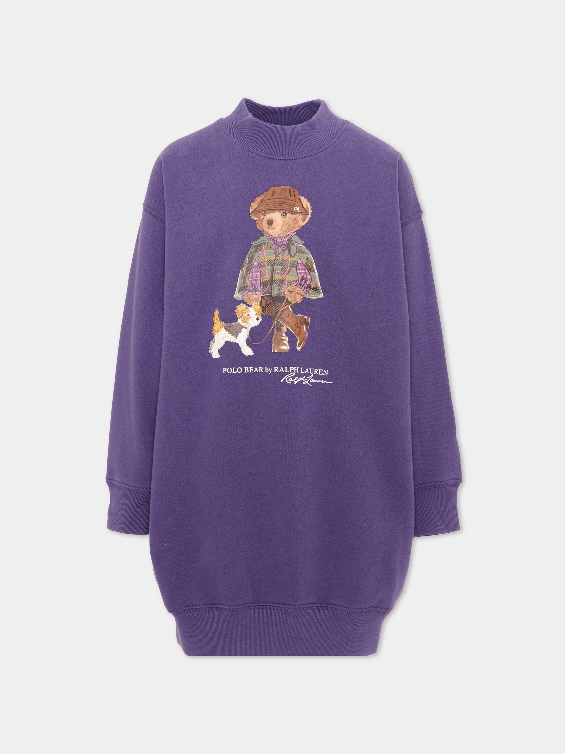 Vestito a manica lunga viola Polo Bear per bambina,Ralph Lauren Kids,B26297001
